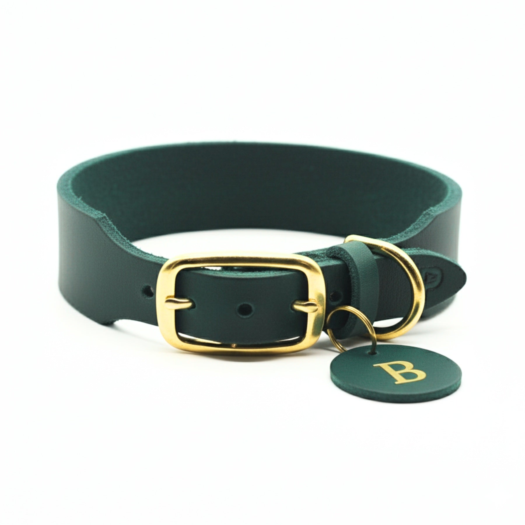 Personalisierbares Lederhalsband mit Name | Petrol