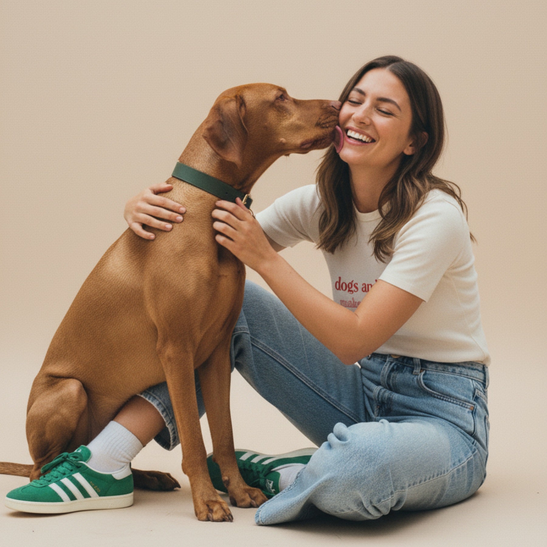 Set | Lederhalsband & Leine in Petrol