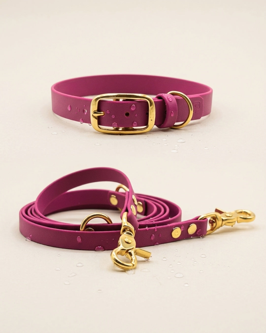 Set | Halsband & Leine aus Biothane® 'Magenta'