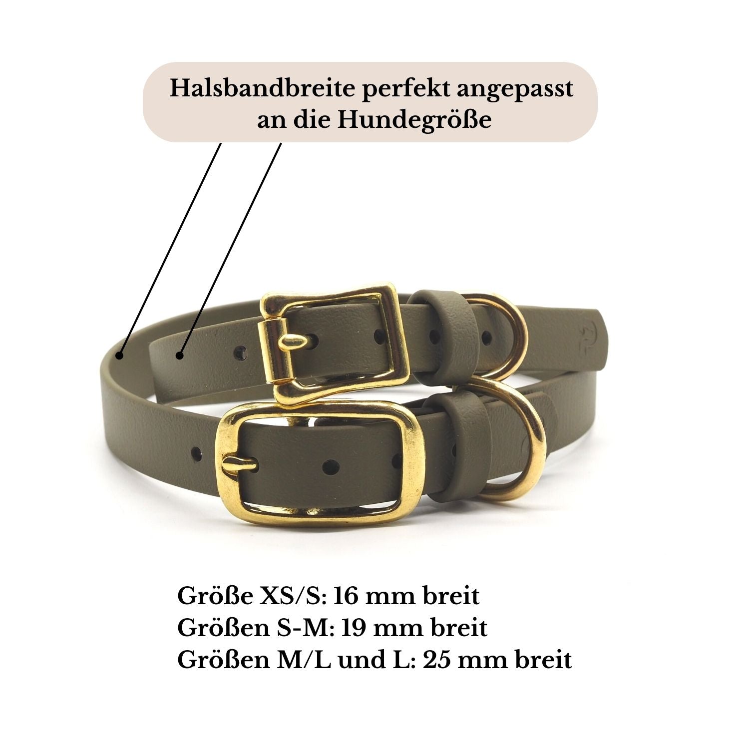 Set | Collar & leash made of Biothane® 'Khaki'