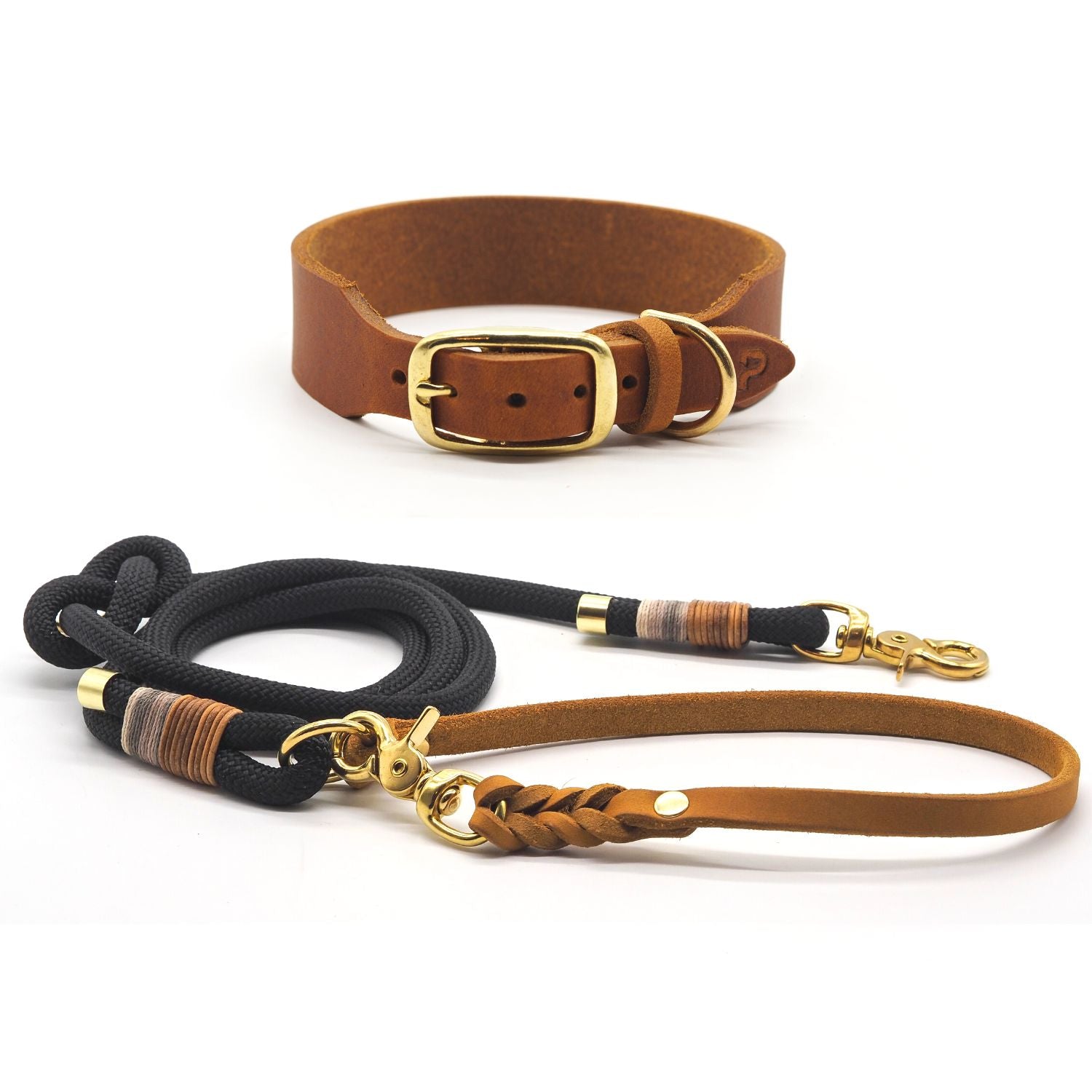 BLACK DOGDAYS promotion | Leather collar & rope leash 'Berlin'