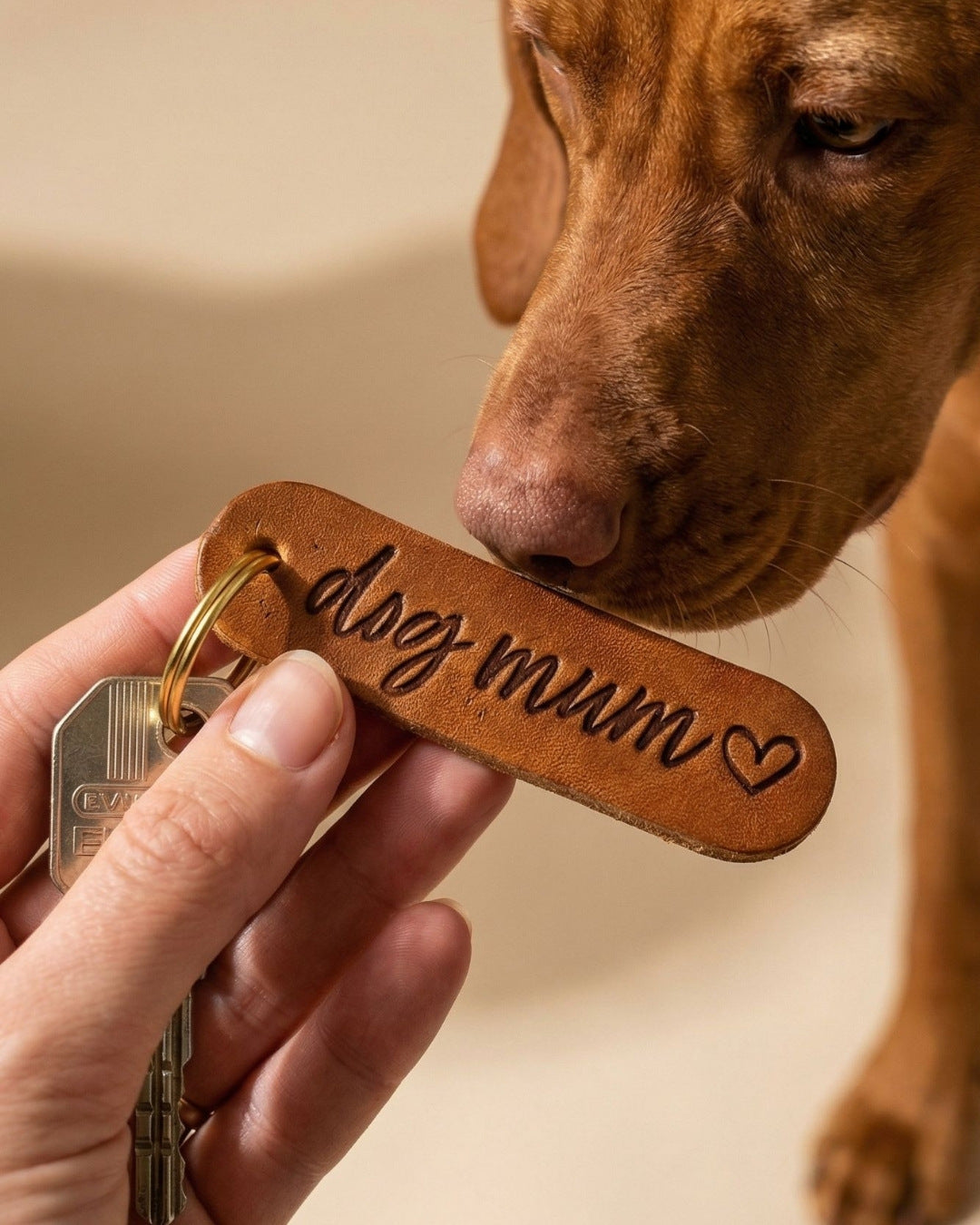 Schlüsselanhänger 'dog mum' aus Leder