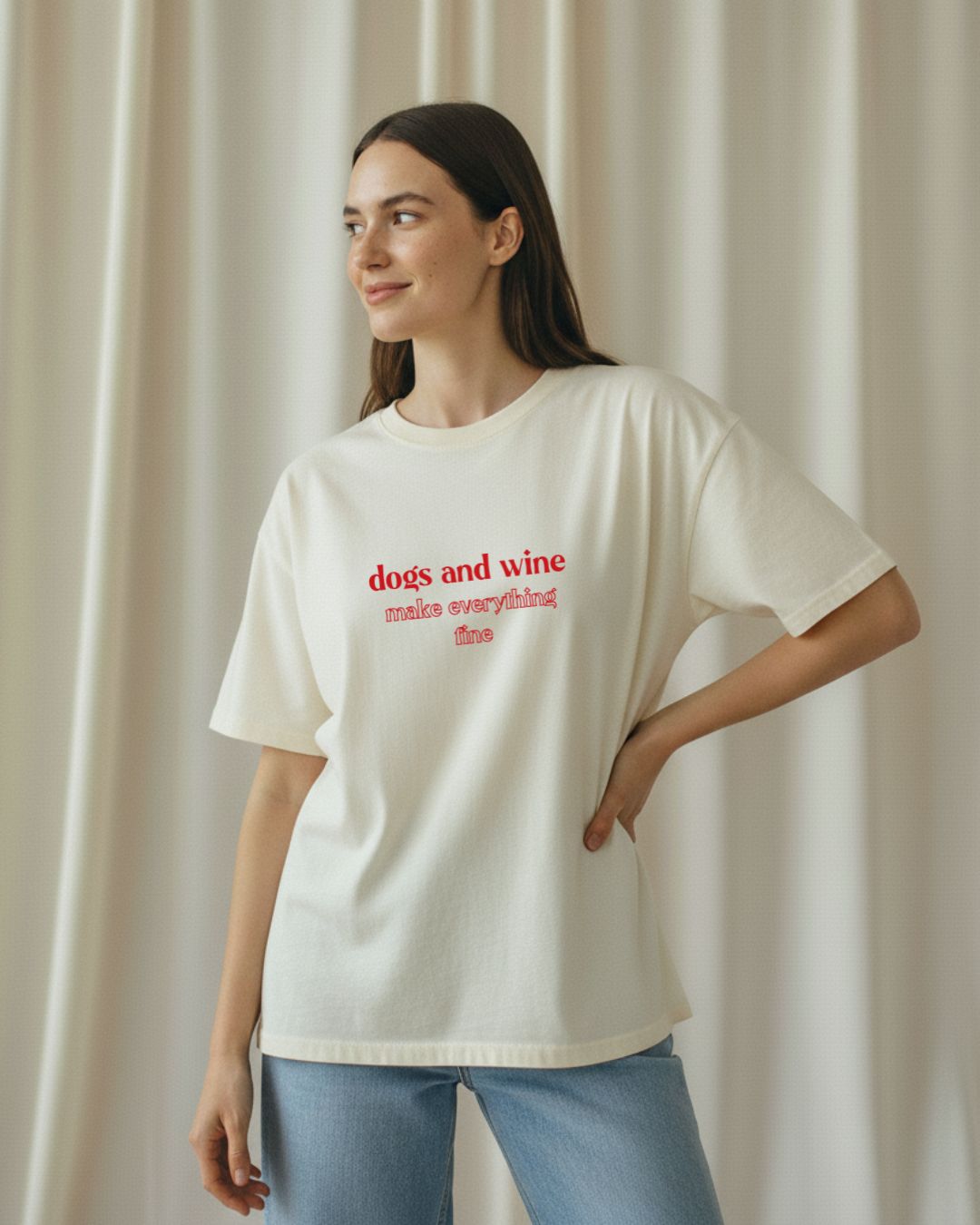 Organic Shirt 'dogs & wine' | Vintage White