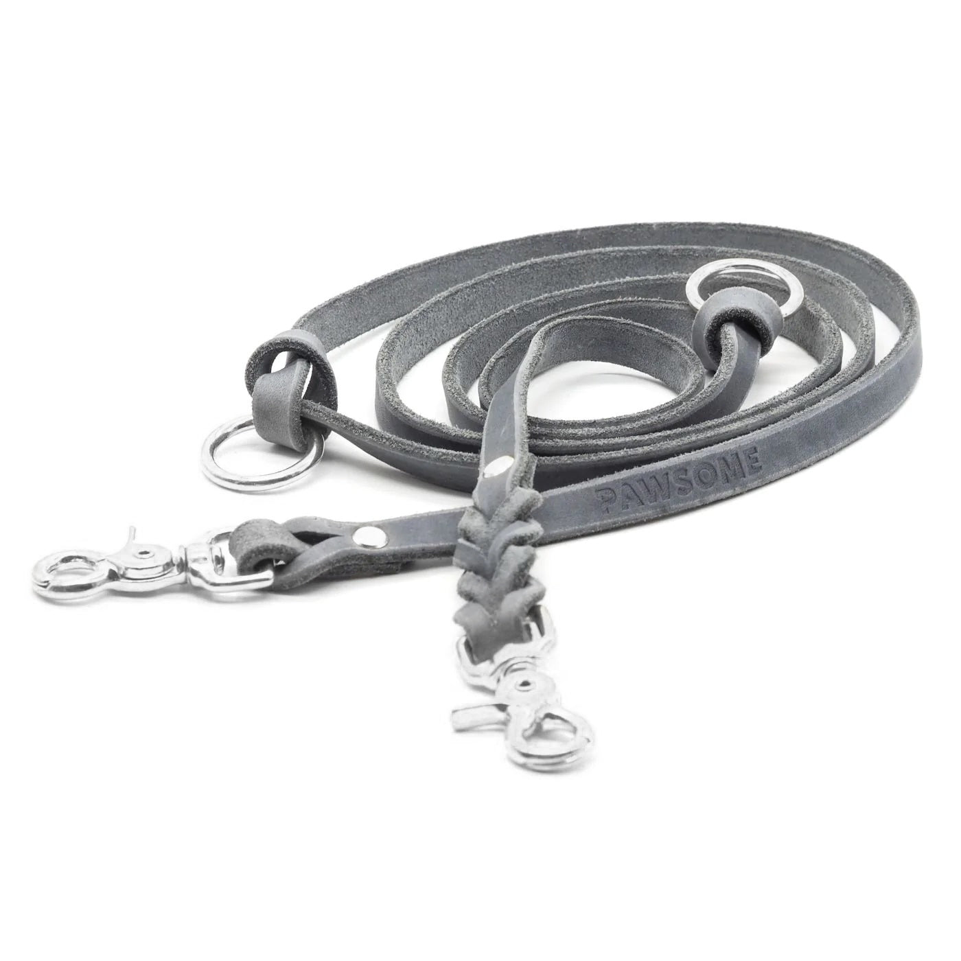 Leather leash 'Bjarki' in stone gray