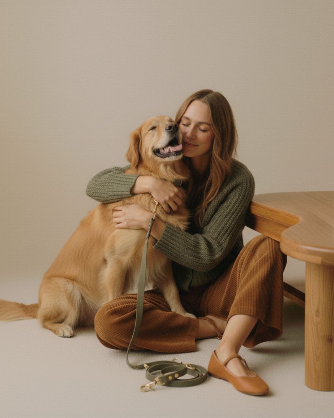 Set | Collar & leash made of Biothane® 'Khaki'