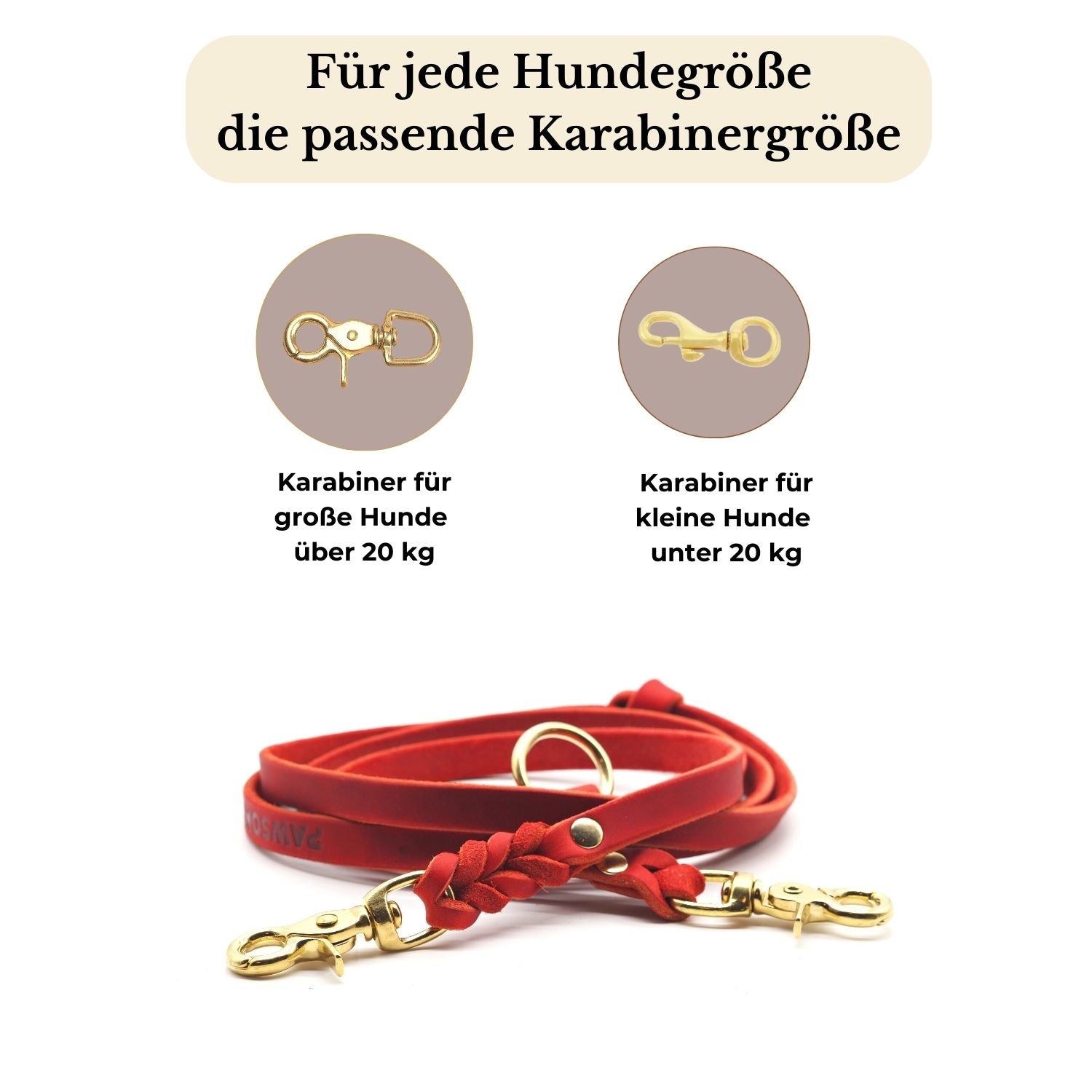Leather leash 'Bjarki' in chili