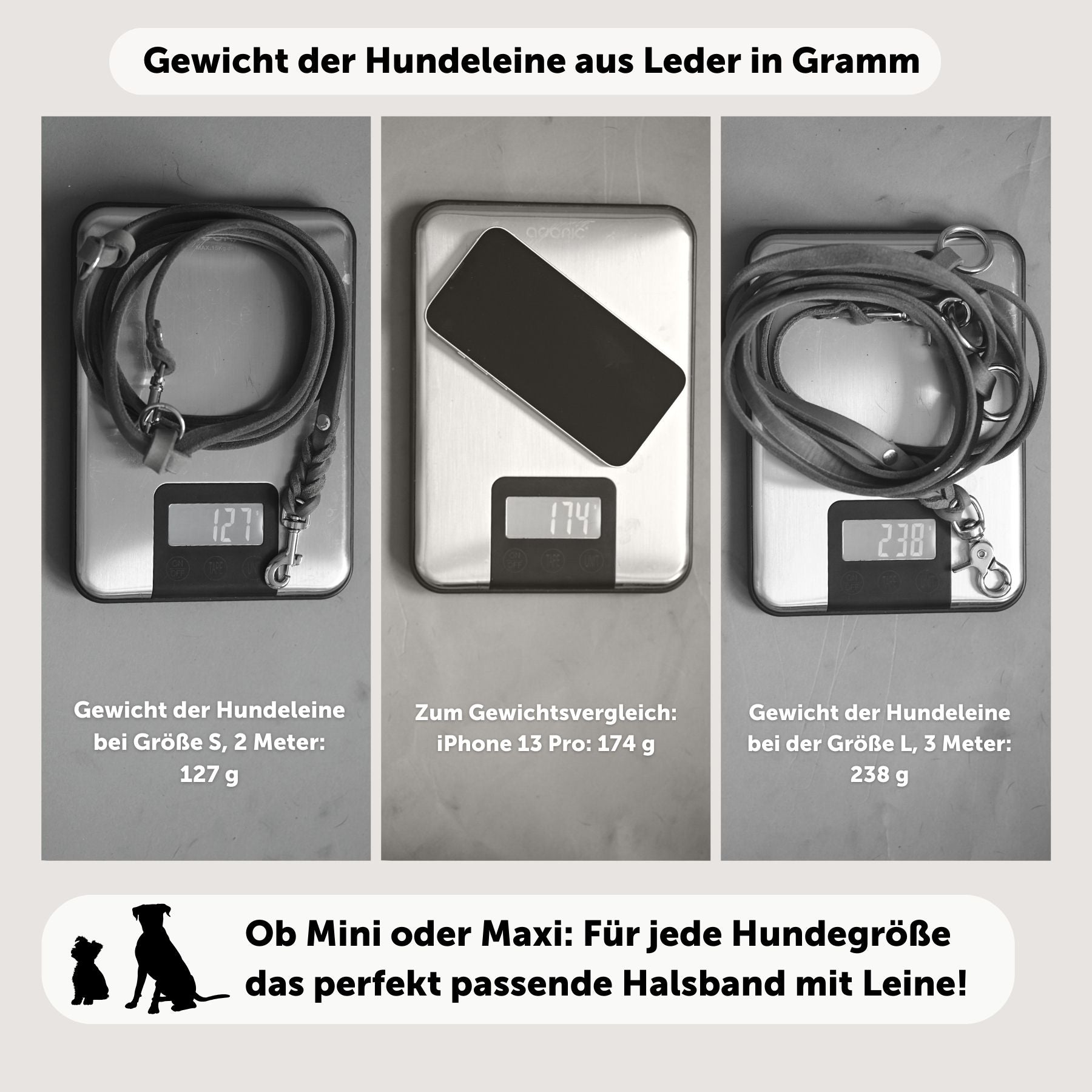 Leather leash 'Bjarki' in cognac