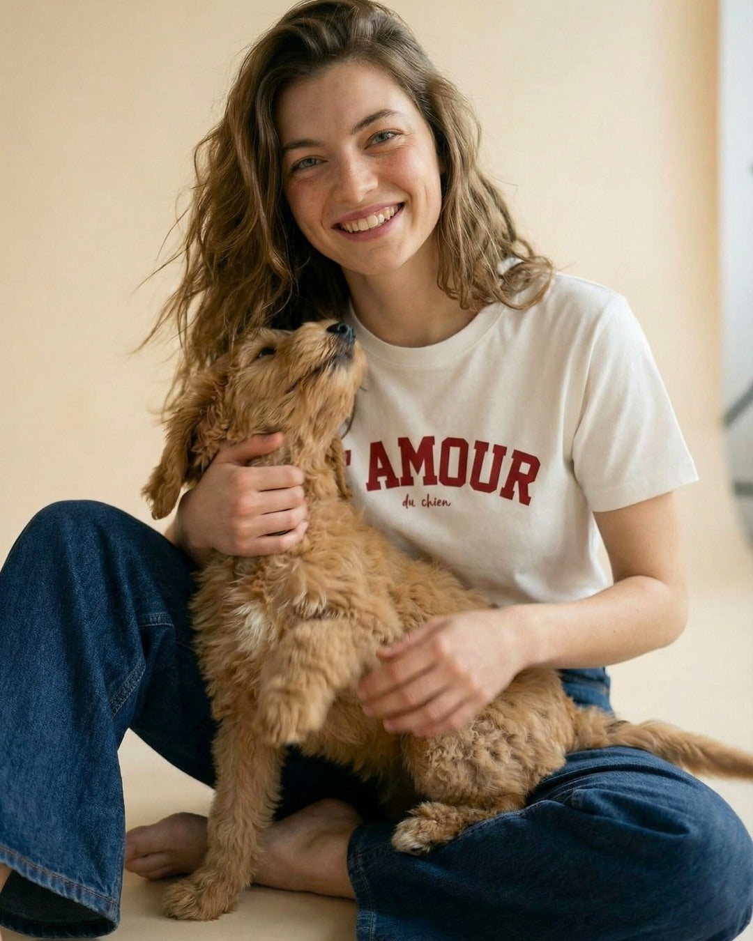 Organic Shirt 'L'AMOUR du chien' | Vintage White