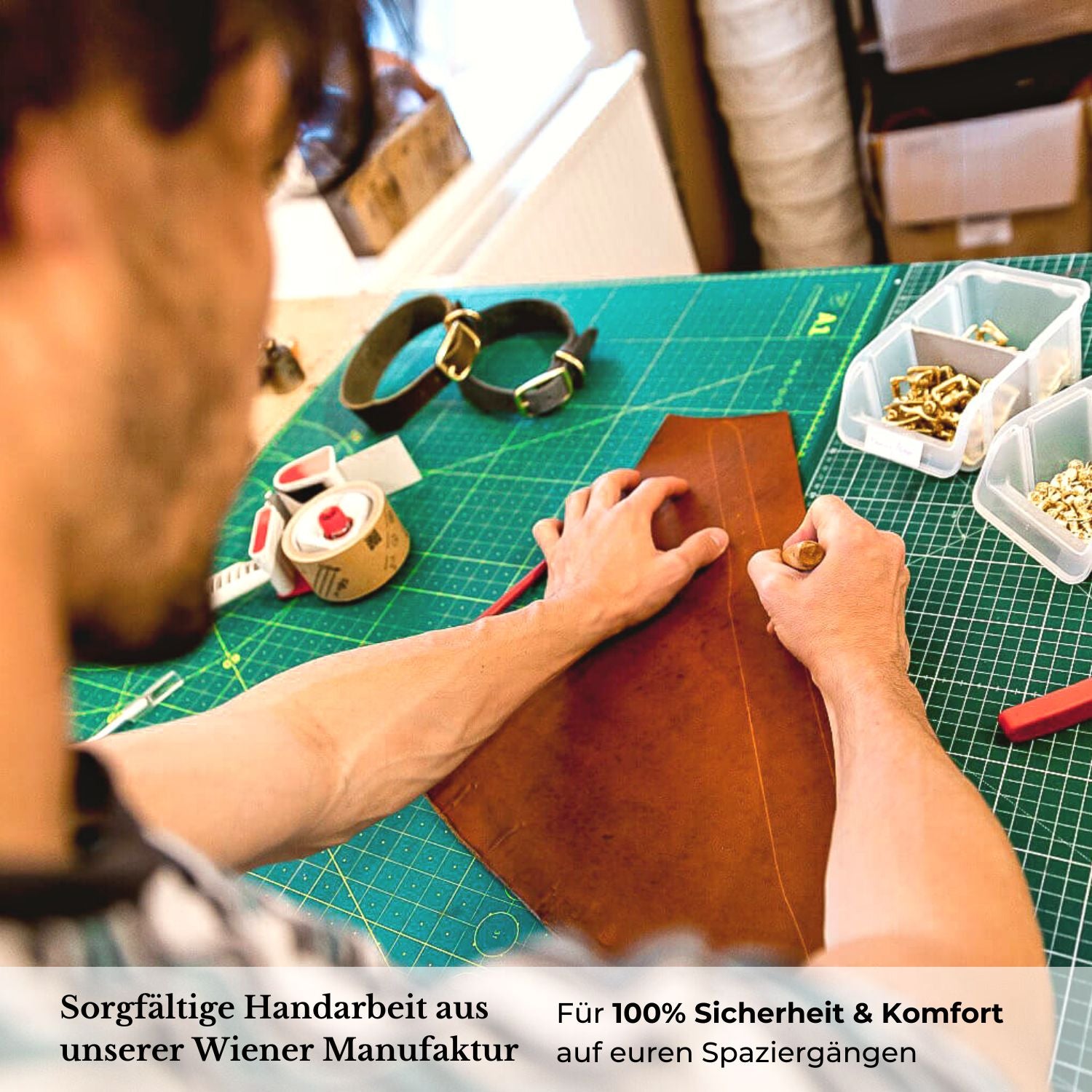 Leather leash 'Bjarki' in cognac