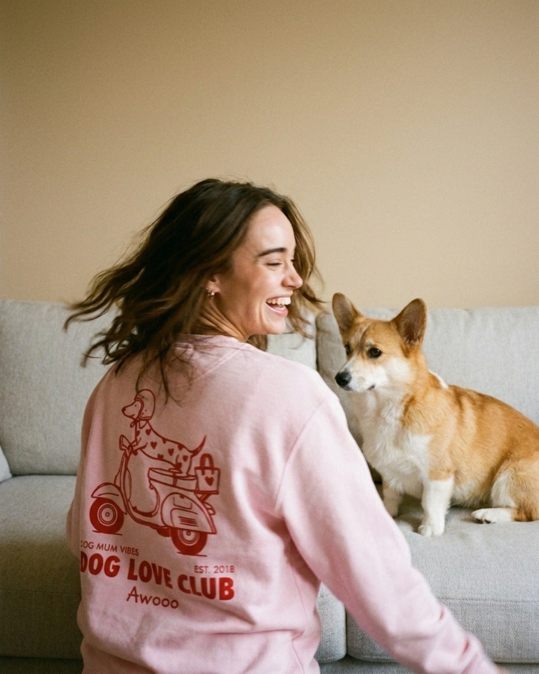 Limited | Organic Sweatshirt 'DOG LOVE CLUB' | Cotton Candy