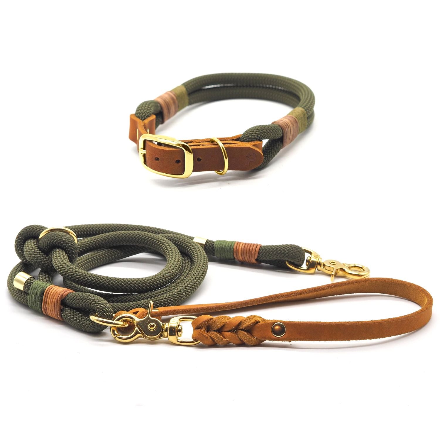 Set | Collar &amp; Leash 'Olive Grove' 