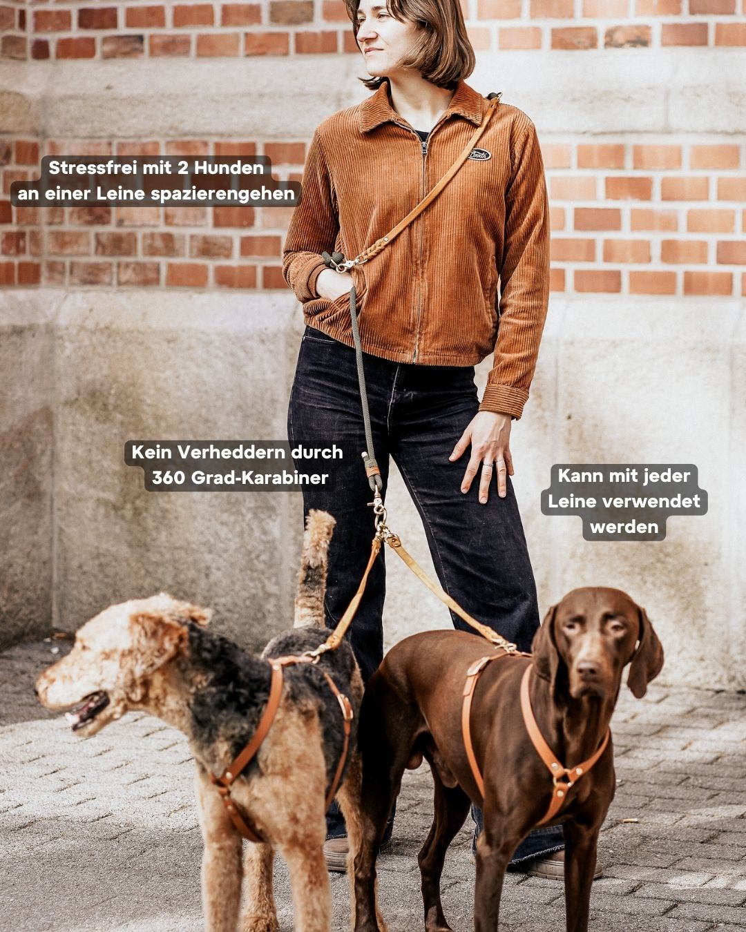 Verbindungsteil aus Leder für mehrere Hunde an einer Leine (1 Stück)