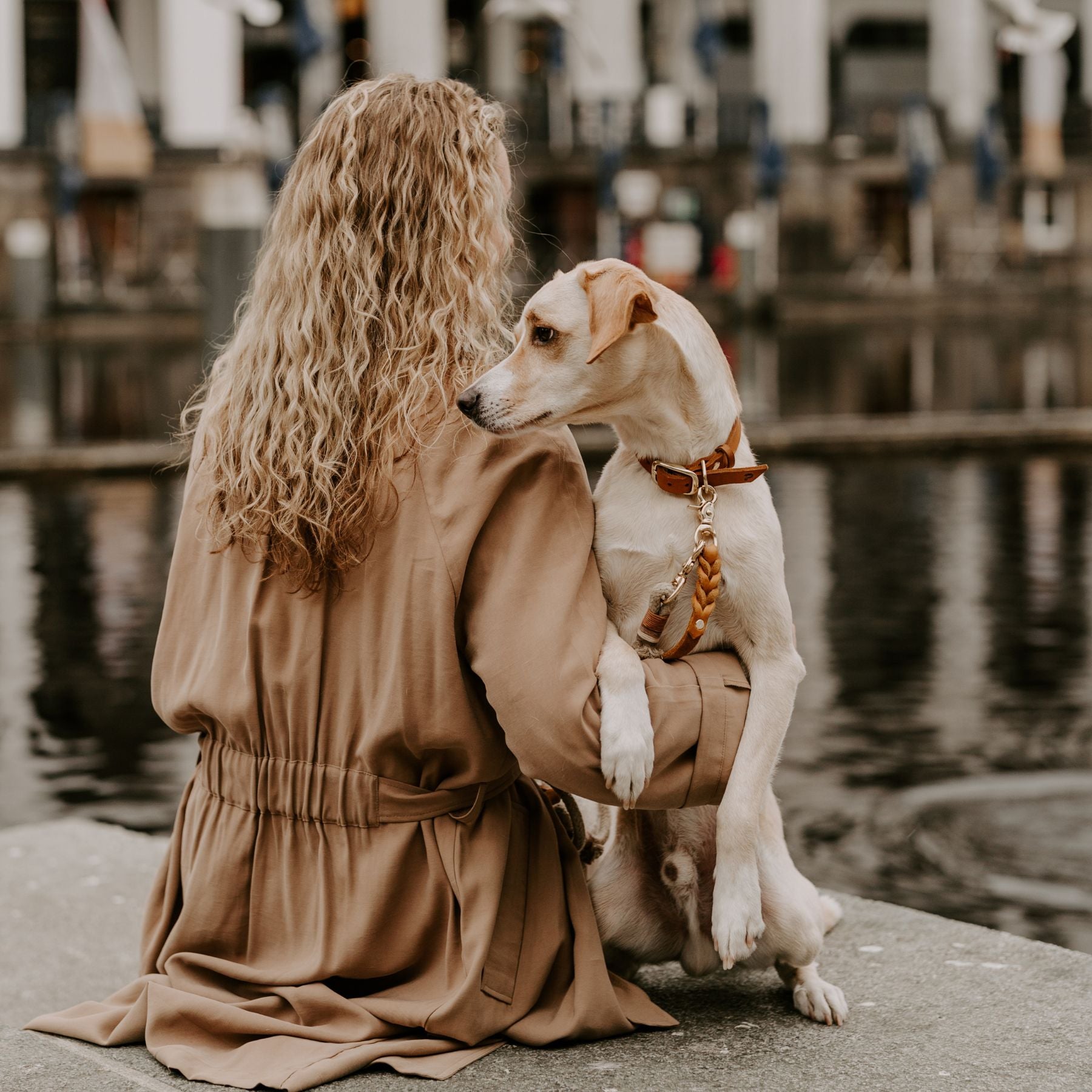 Leather leash 'Bjarki' in cognac