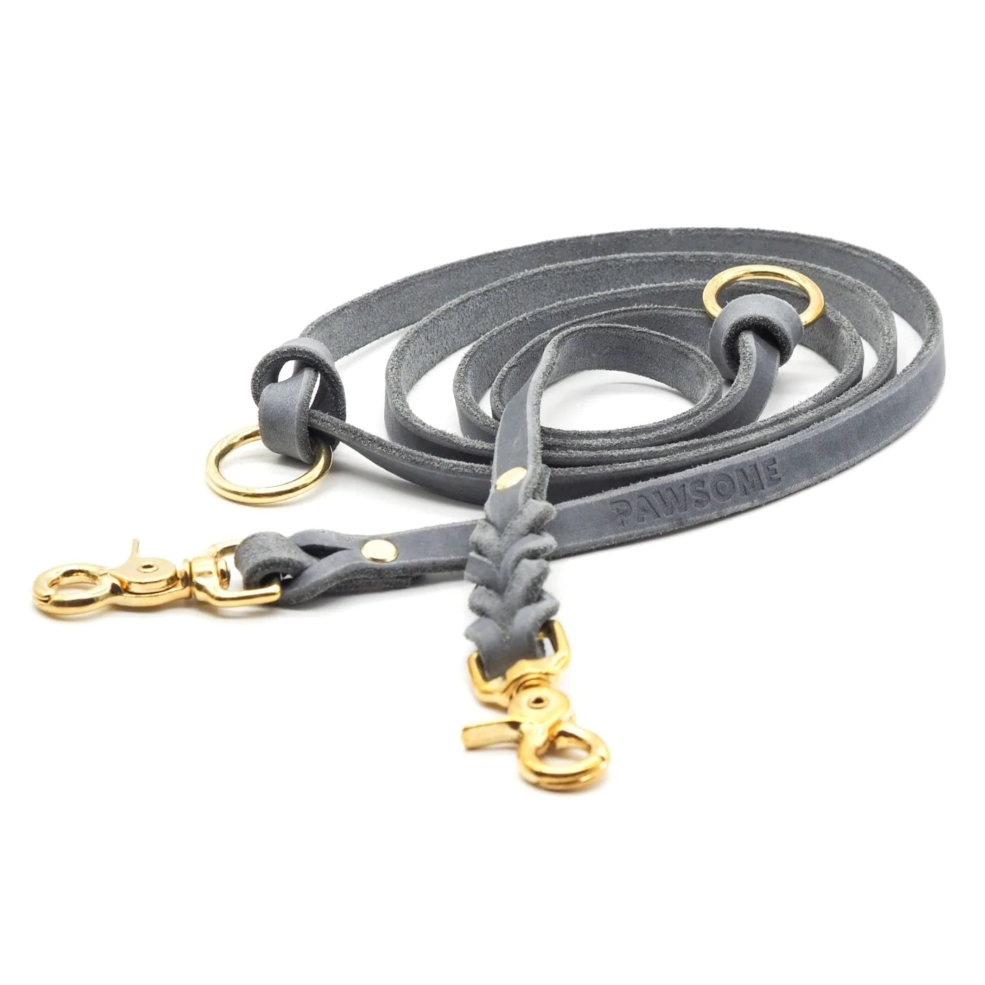 Leather leash 'Bjarki' in stone gray