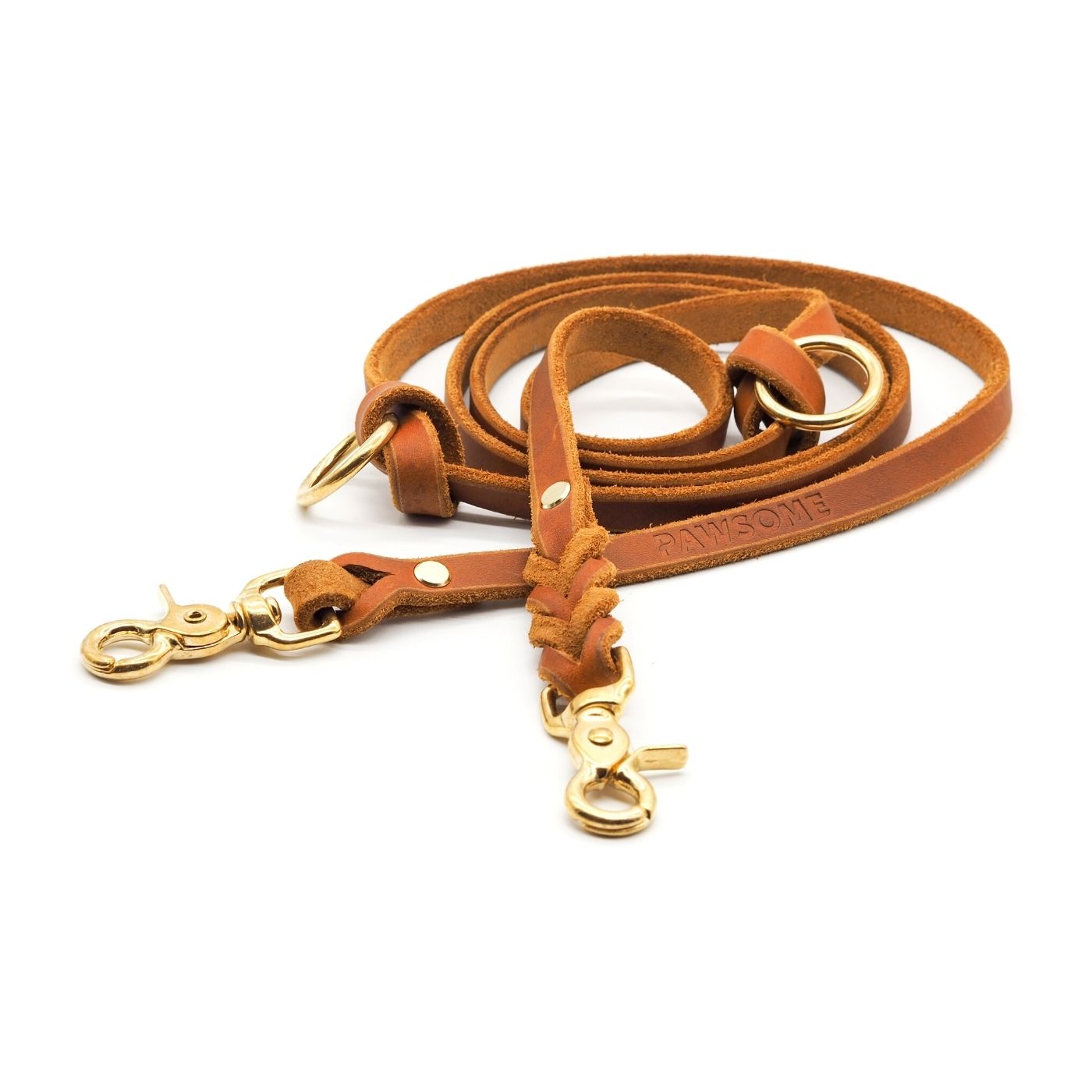 Leather leash 'Bjarki' in cognac