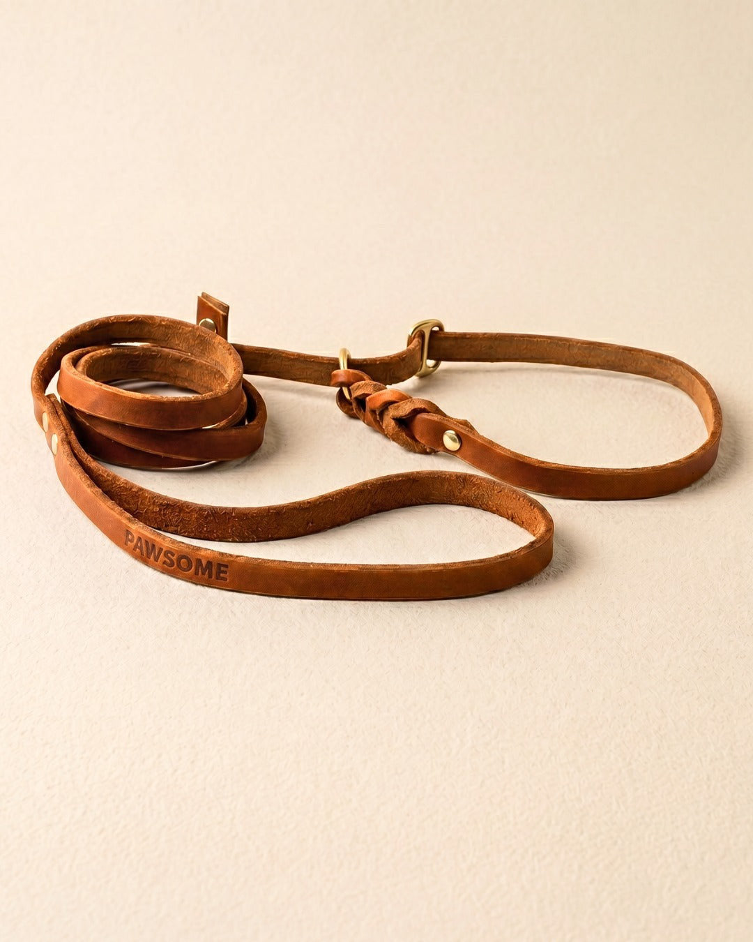 Retrieverleine Bayo aus Fettleder in Cognac