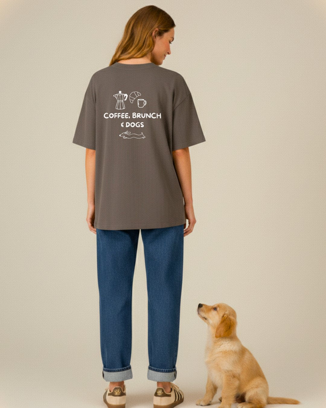 Limited | Organic Shirt 'coffee, brunch & dogs' | Mocha