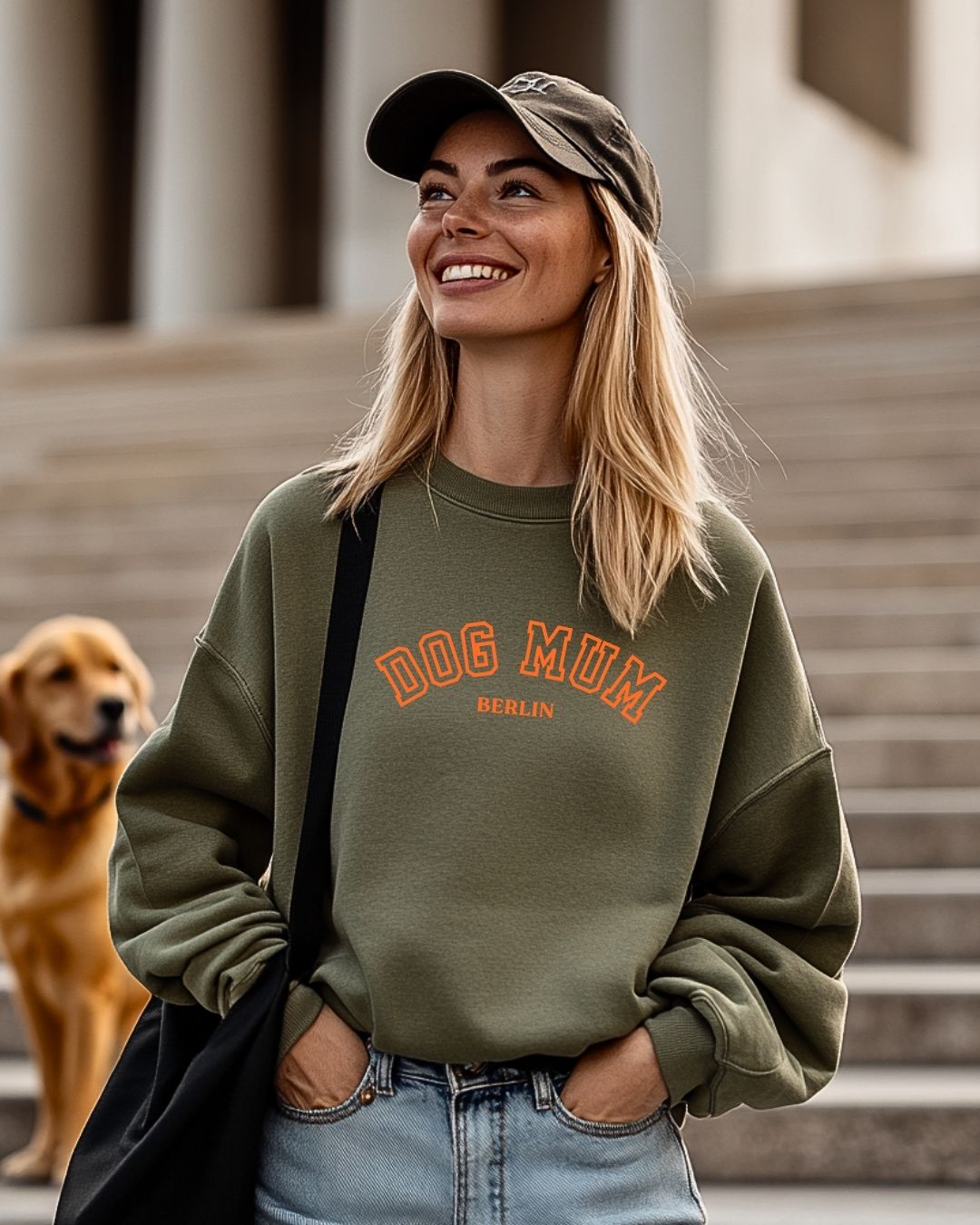 Organic Sweatshirt 'DOG MUM Berlin' | Forest Green