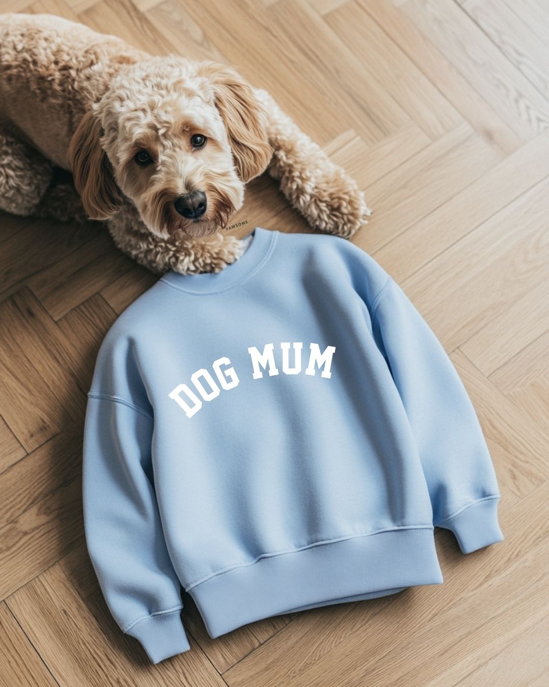 Premium Organic Sweatshirt 'DOG MUM' | Serene Blue