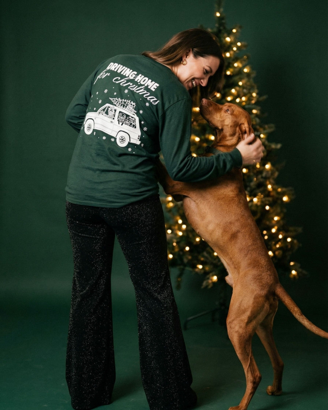 Limited | Organic Longsleeve 'DRIVING HOME for christmas' | Bottle Green