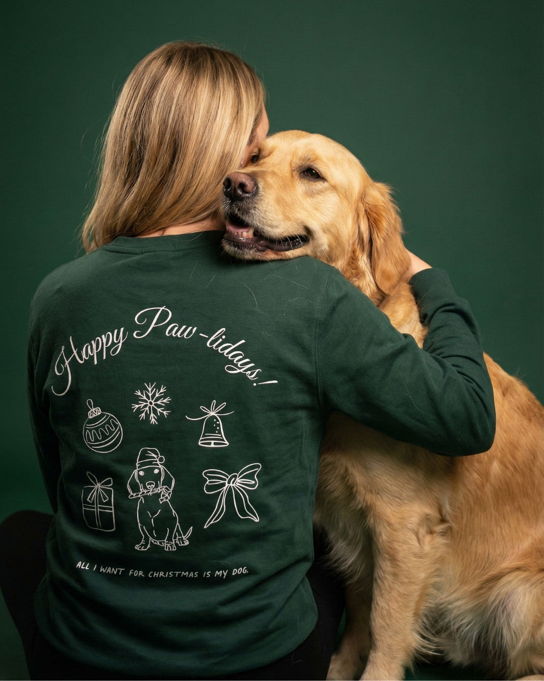 Limited | Organic Longsleeve 'Happy Paw-lidays' | Bottle Green