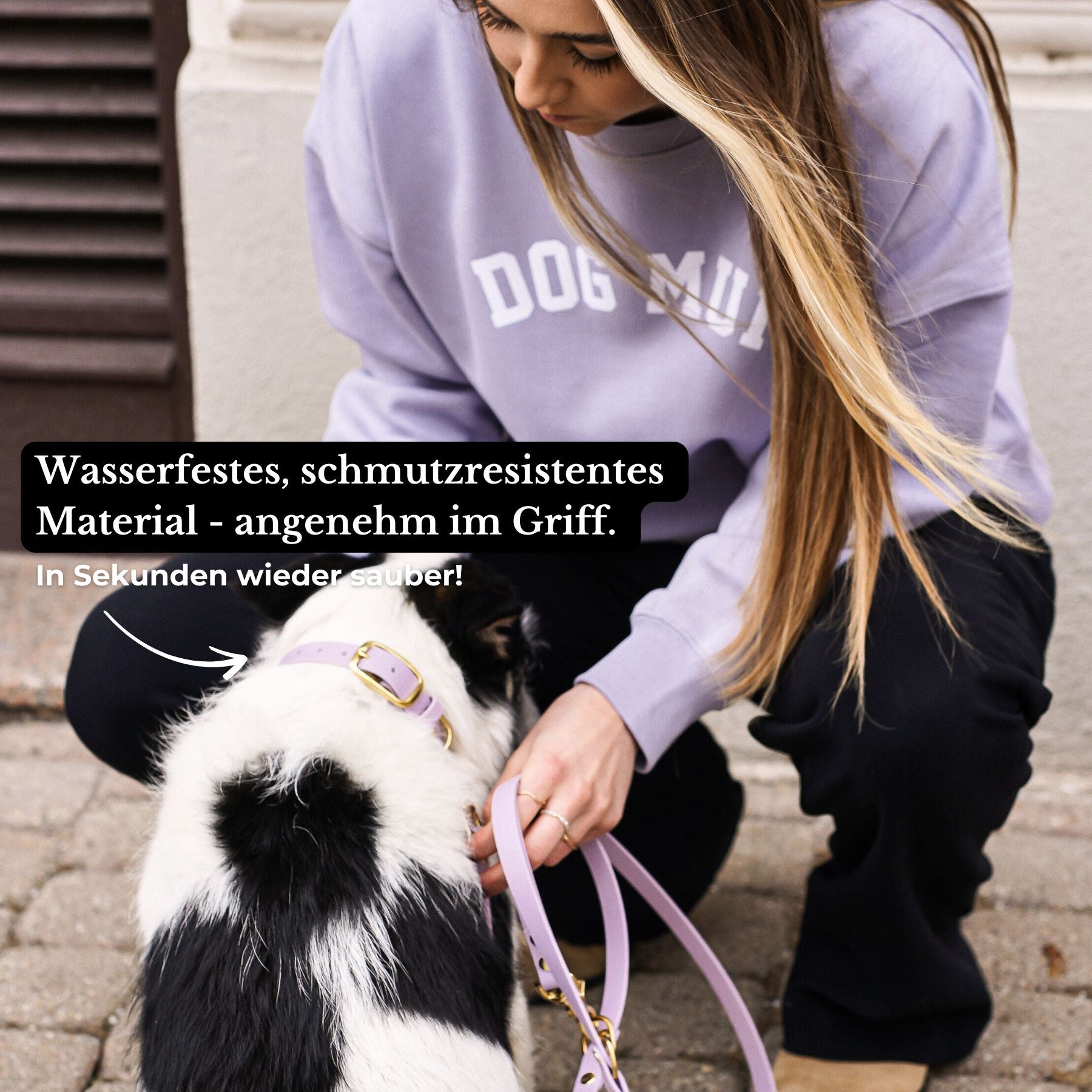 Set | Collar &amp; leash made of Biothane® 'Dusty Blue' 