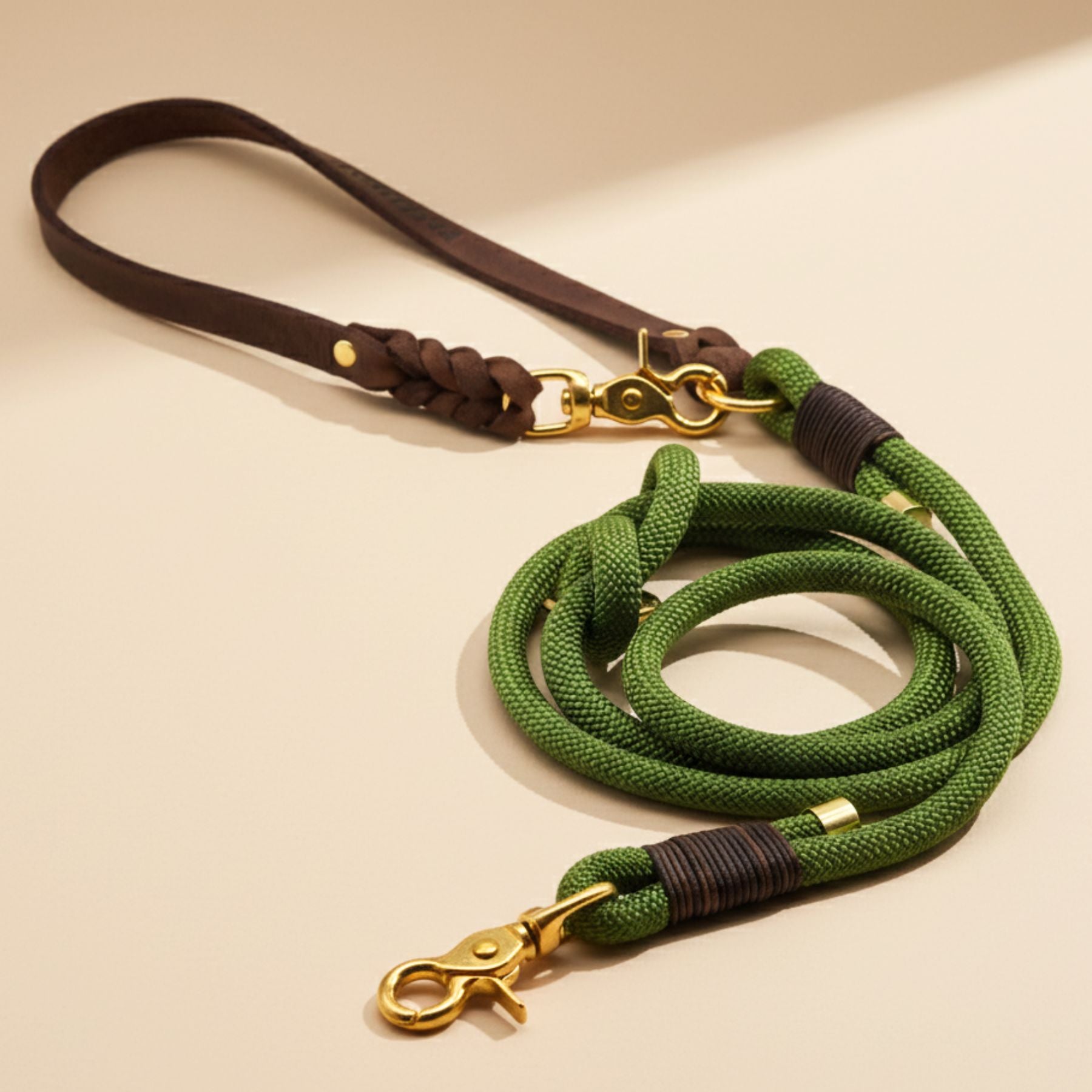 B: Goods | Rope rope with leather hand strap 'Pure Hemp &amp; Moss' (2 meters)
