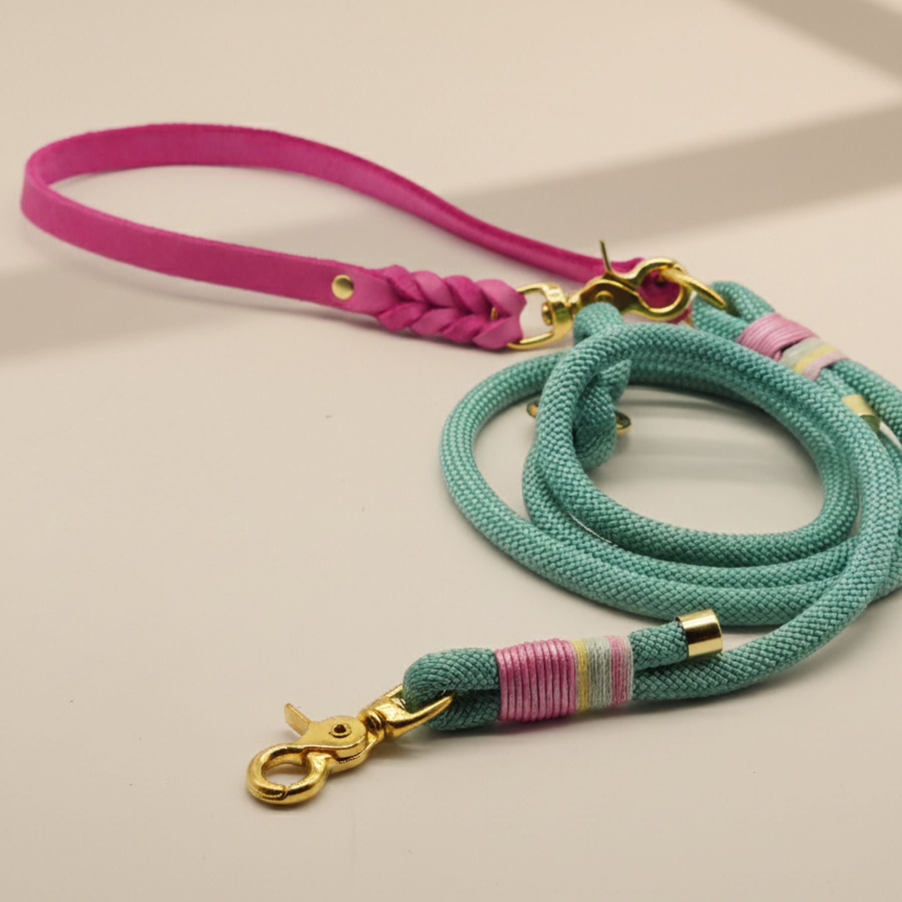 B: Goods | Rope rope with leather hand strap 'Pure Hemp &amp; Moss' (2 meters)