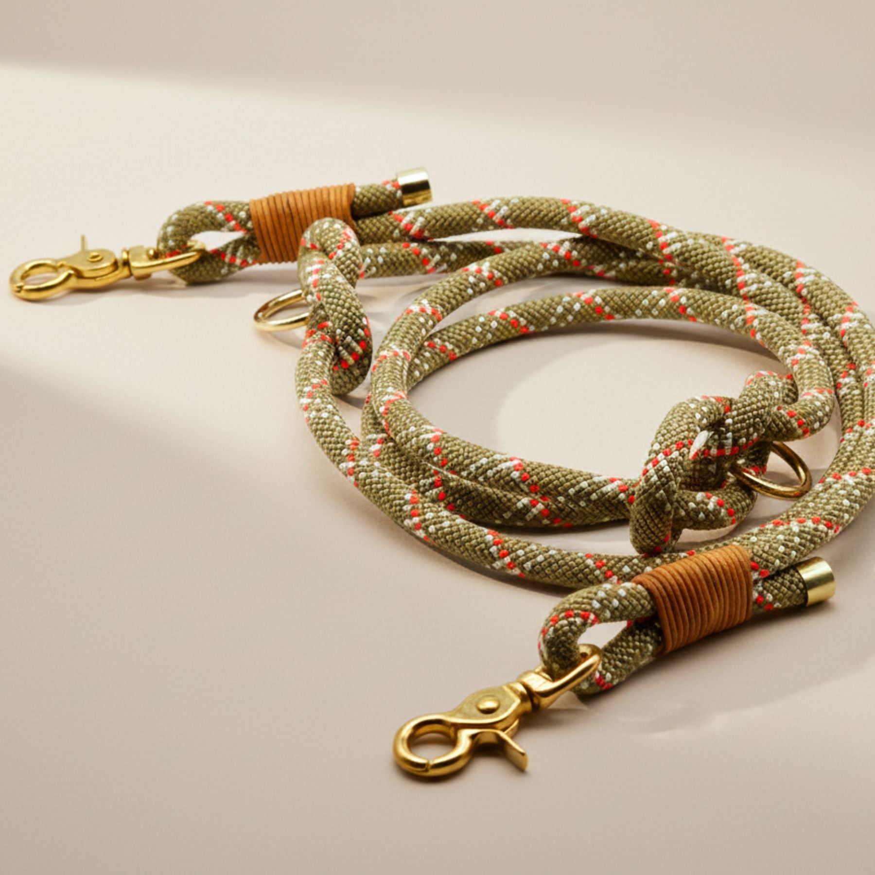 B: Goods | Rope rope with leather hand strap 'Pure Hemp &amp; Moss' (2 meters)
