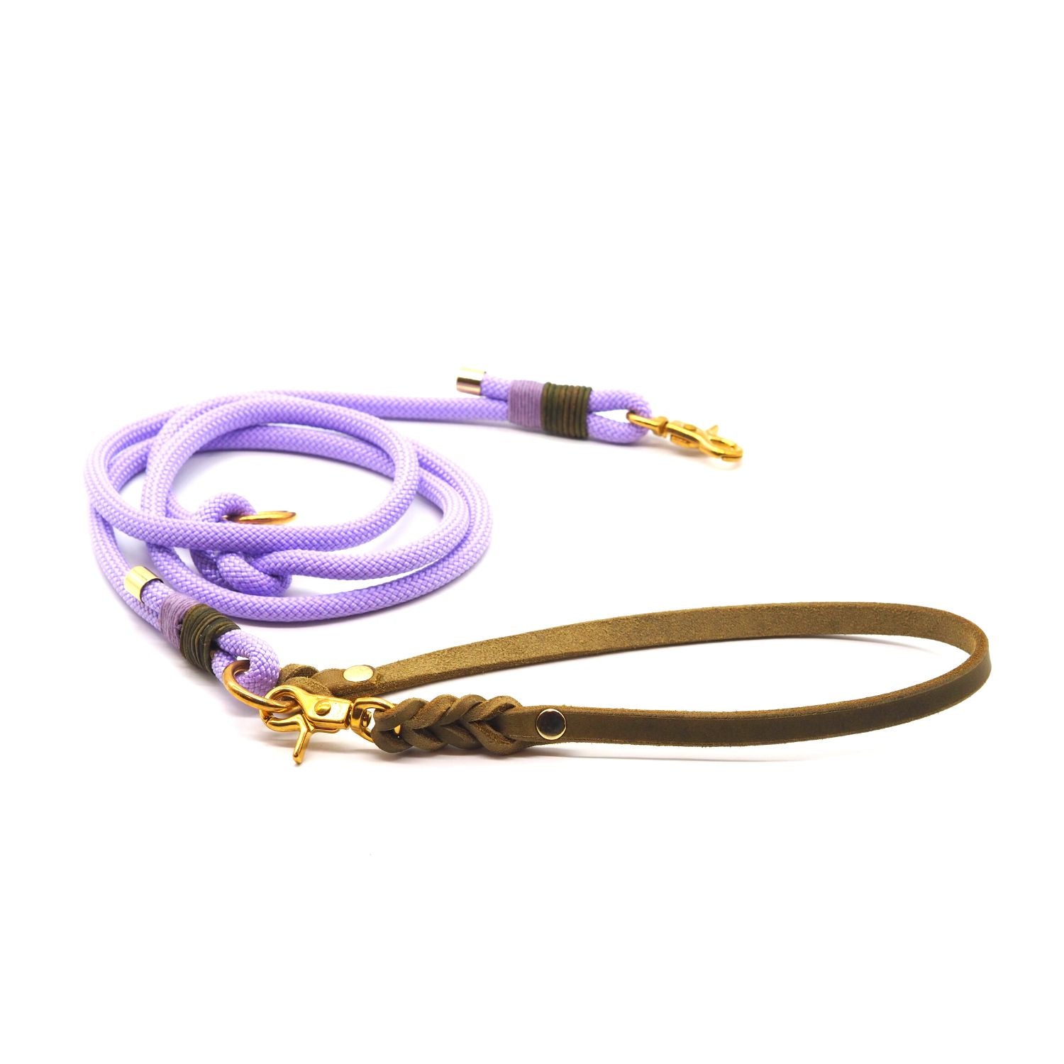 B: Goods | Rope rope with leather hand strap 'Lavender &amp; Olive' (2 meters)