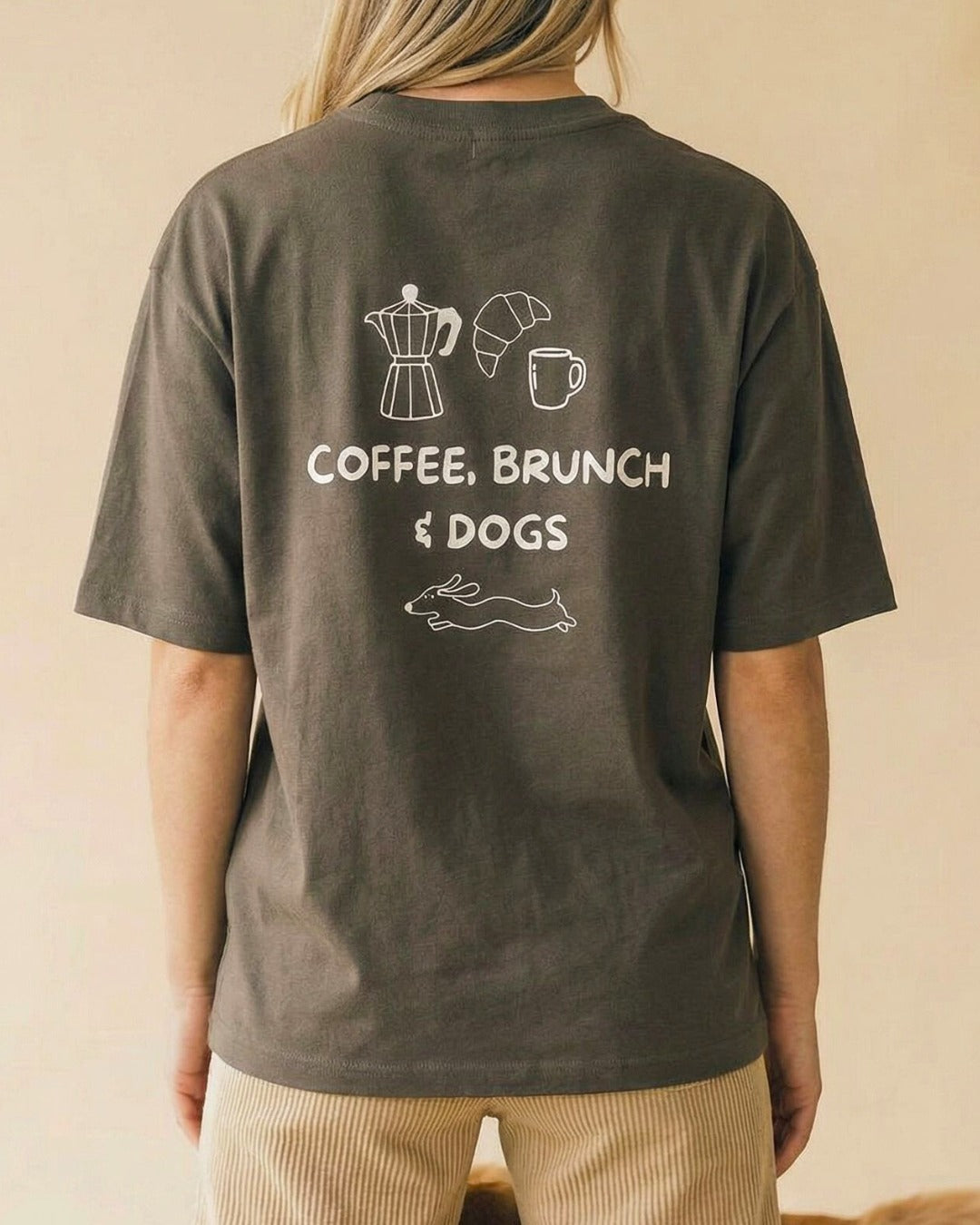 Limited | Organic Shirt 'coffee, brunch & dogs' | Mocha