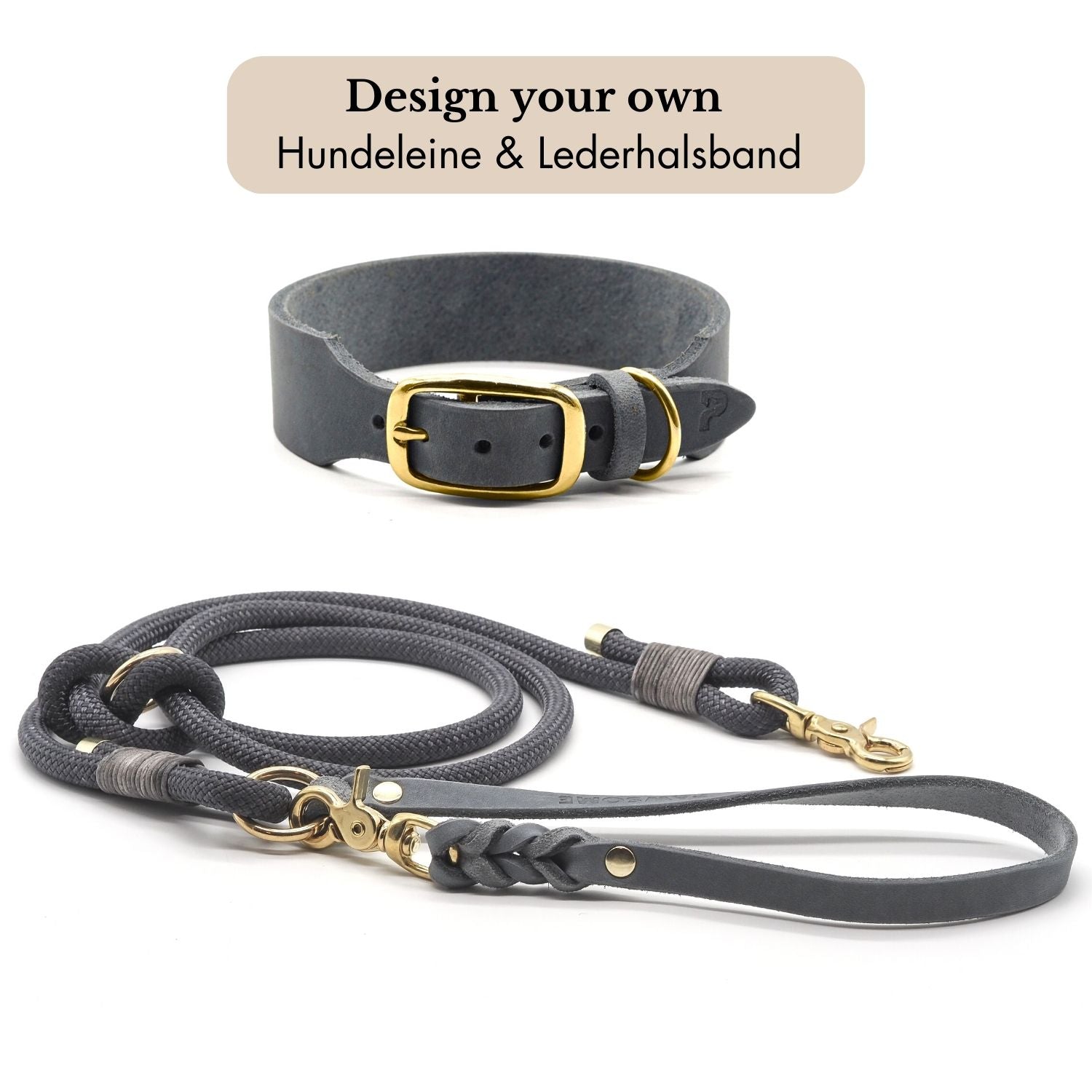 DESIGN YOUR OWN | Leather collar &amp; rope leash