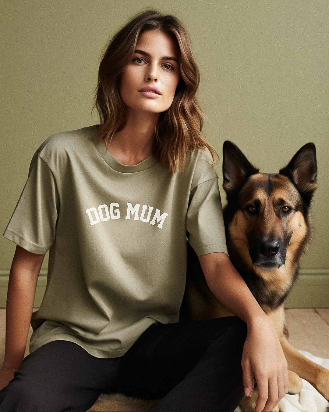 Premium Organic Frauen-Shirt 'DOG MUM' | Salbei