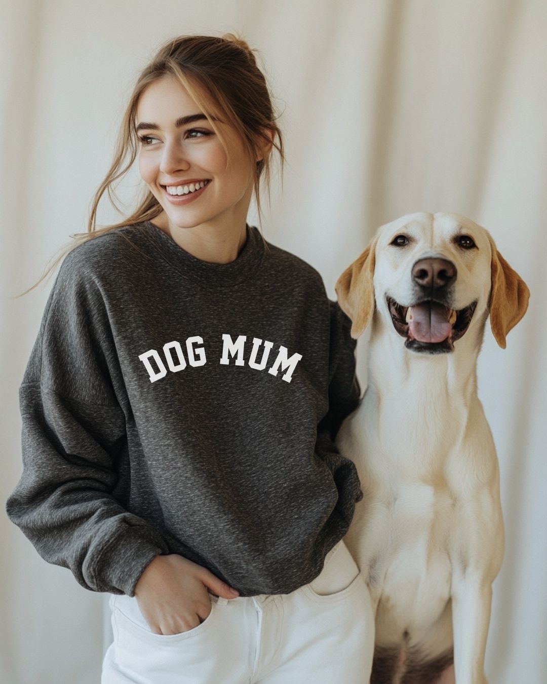 Organic Oversized Sweatshirt 'DOG MUM' | Dark Grey Heather