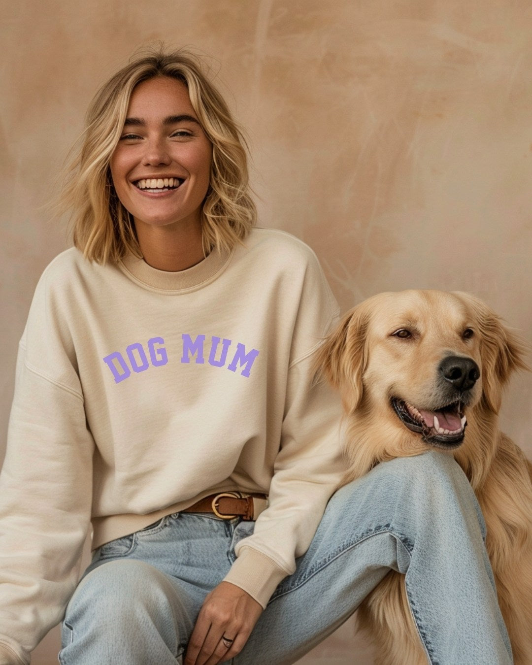 Premium Organic Sweatshirt 'DOG MUM' Lavender | Natural Raw