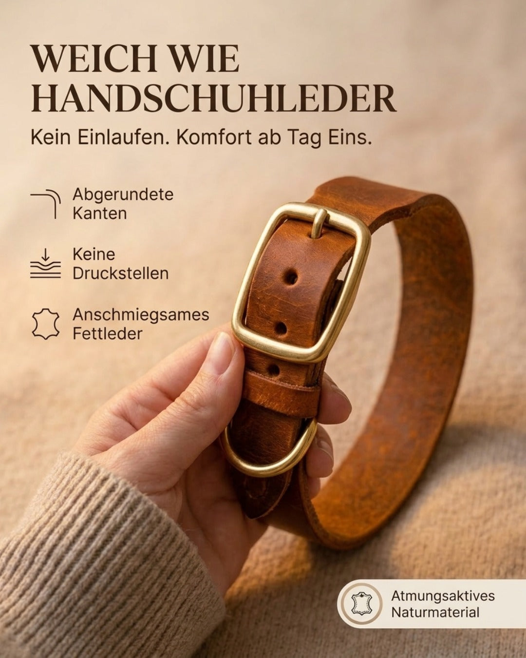 Personalizable collar with name | cognac