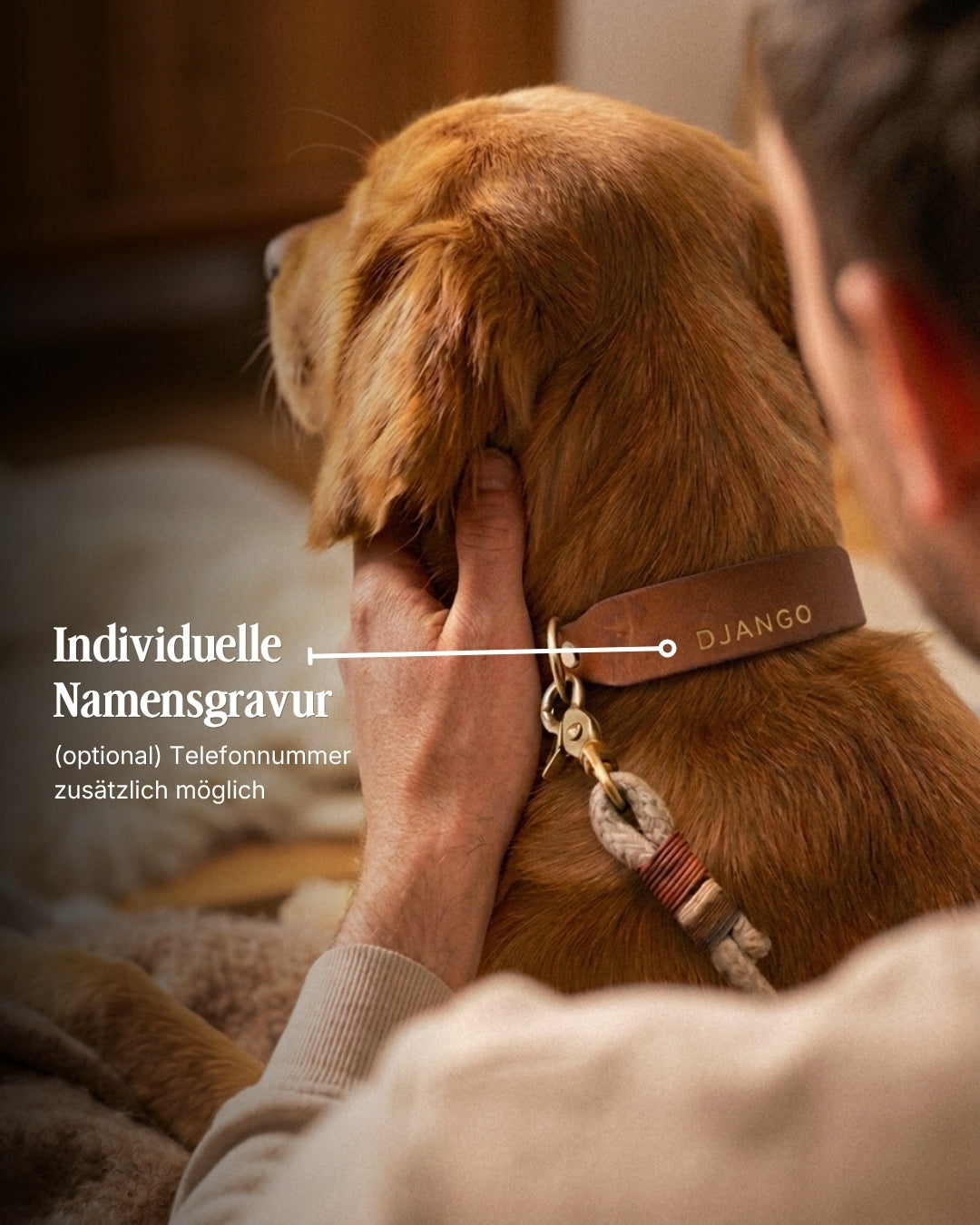 Personalizable collar with name | cognac