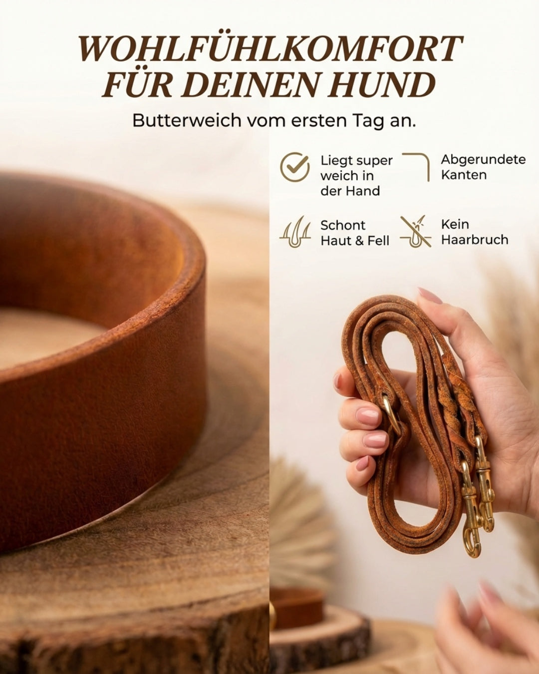 Personalizable collar with name | cognac