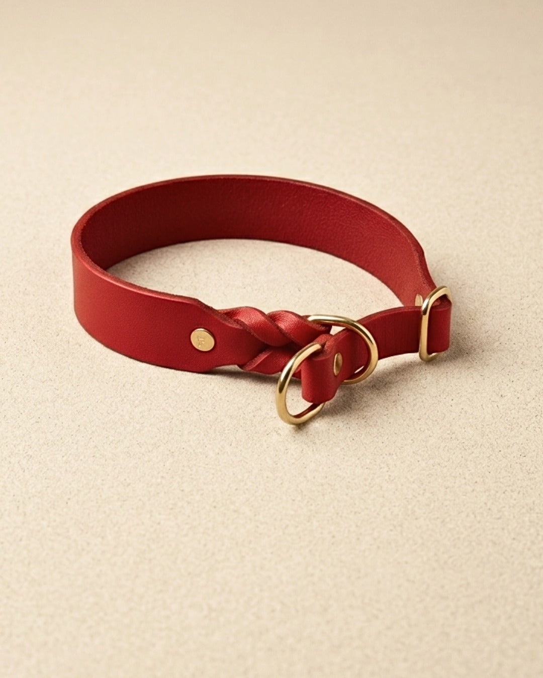 Zugstopp-Halsband aus Fettleder 'Chili'