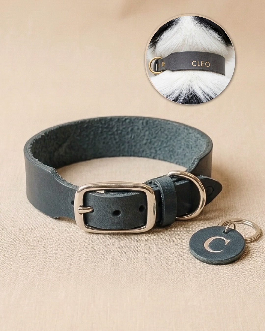 Personalizable collar with name | Stone gray