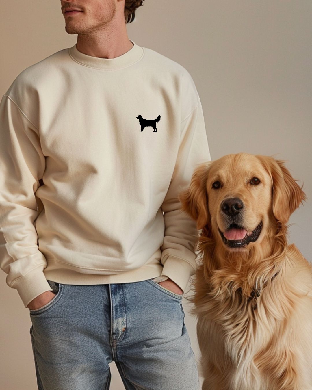 Premium Organic Sweatshirt mit deiner Hunderasse | Vintage White
