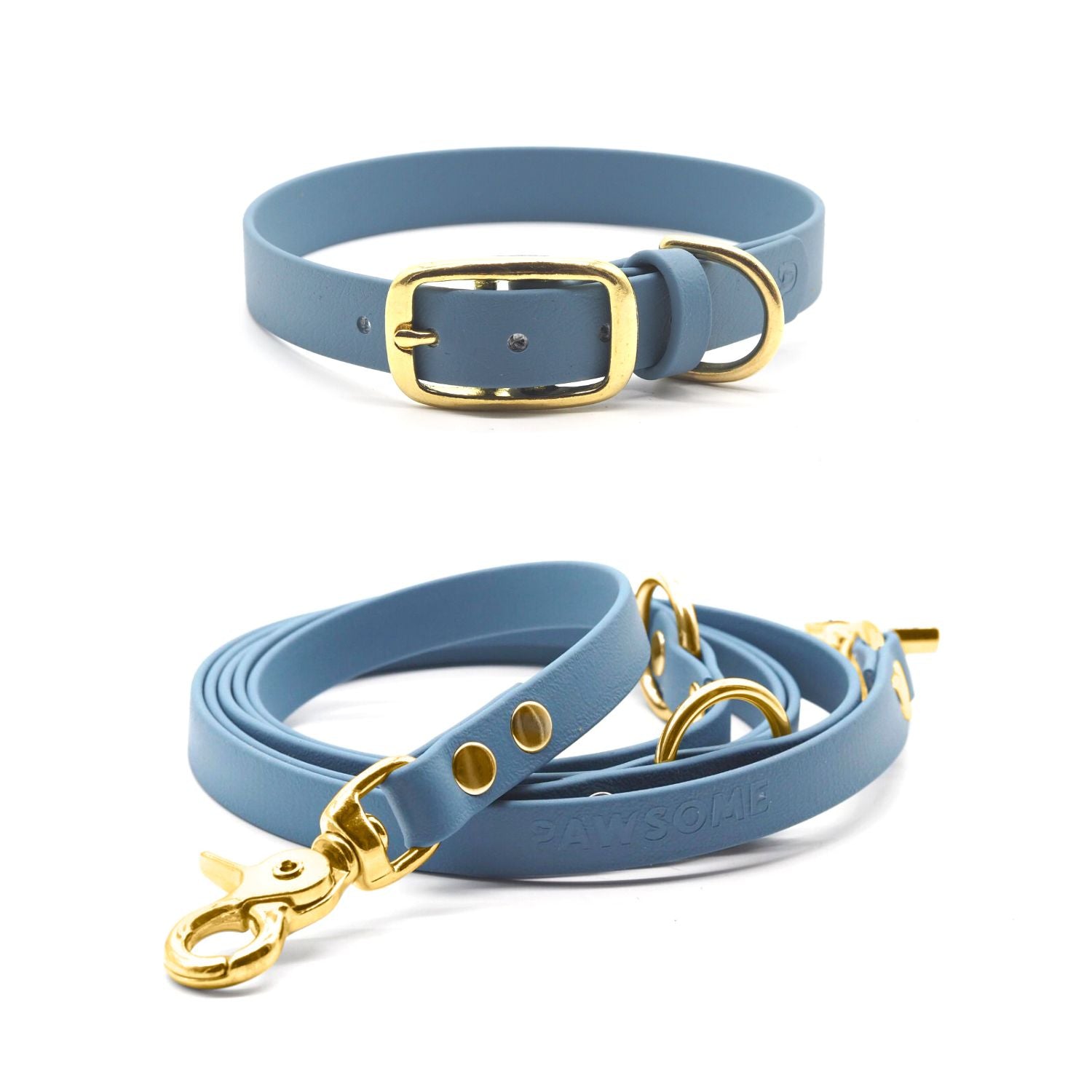 Set | Collar &amp; leash made of Biothane® 'Dusty Blue' 