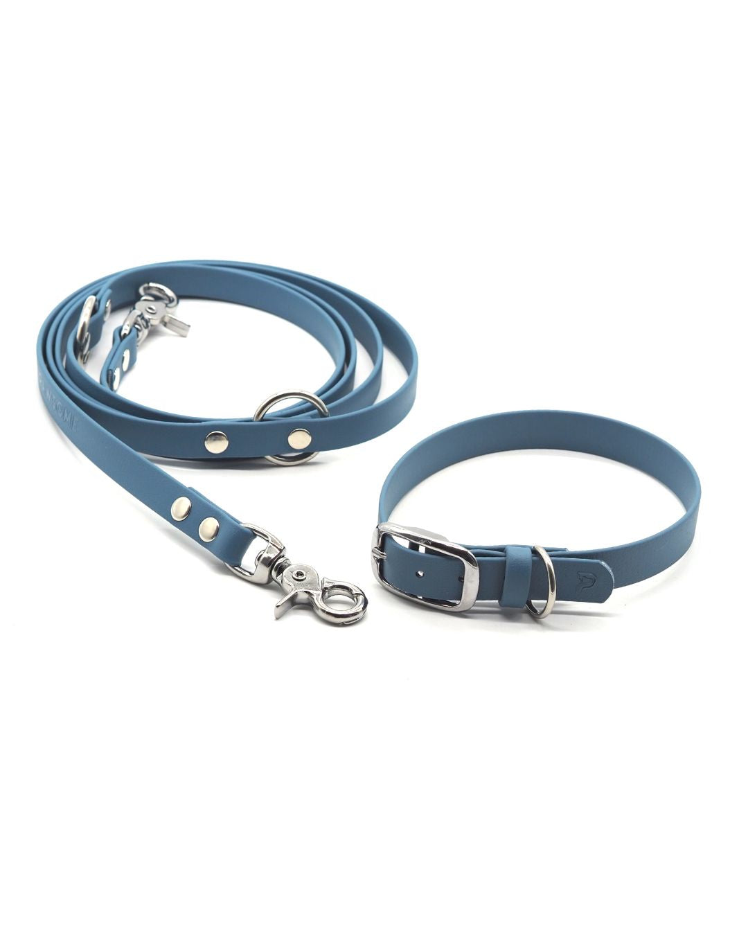 Set | Collar &amp; leash made of Biothane® 'Dusty Blue' 