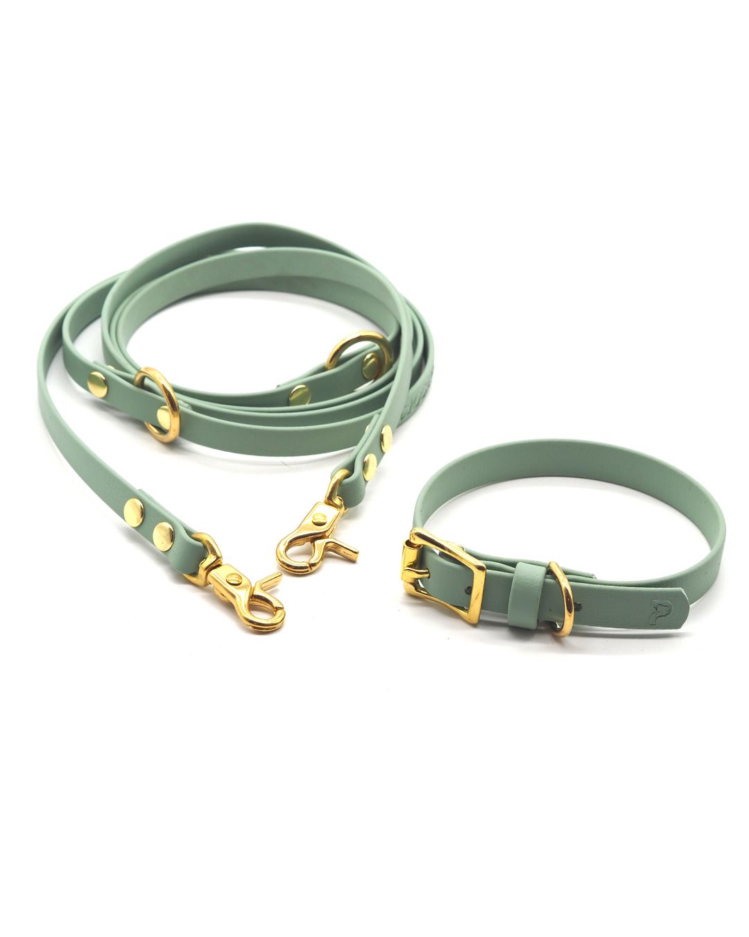 Collar+Leash Mint 2024 Green, BioThane elegant pastele set for the Italian Greyhound,