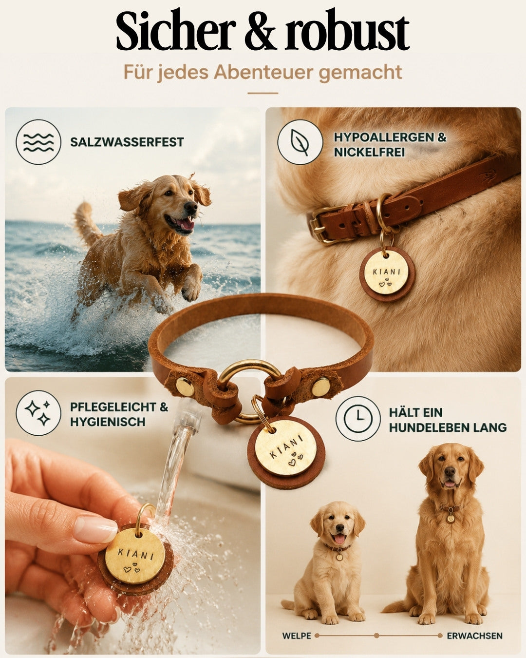 Dog tag with engraving 'Gold' (brass)