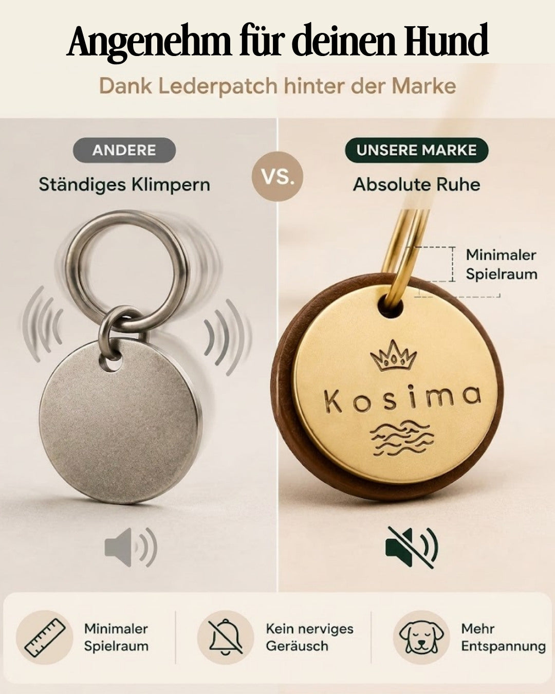 Hundemarke mit Gravur 'Gold' (Messing)