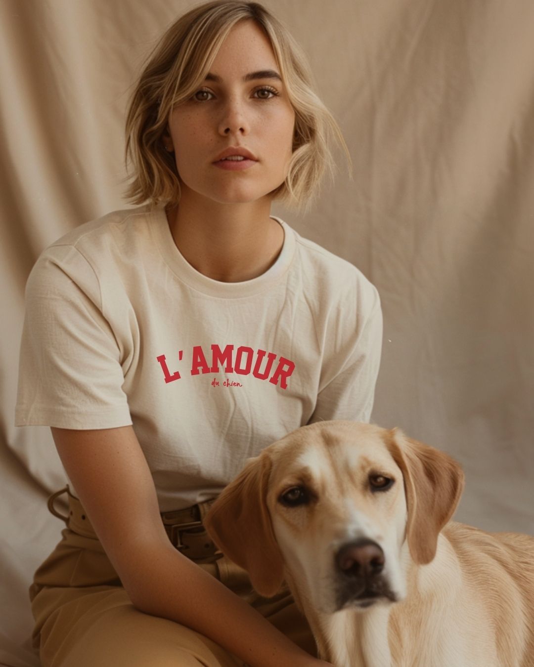 Organic Shirt 'L'AMOUR du chien' | Vintage White