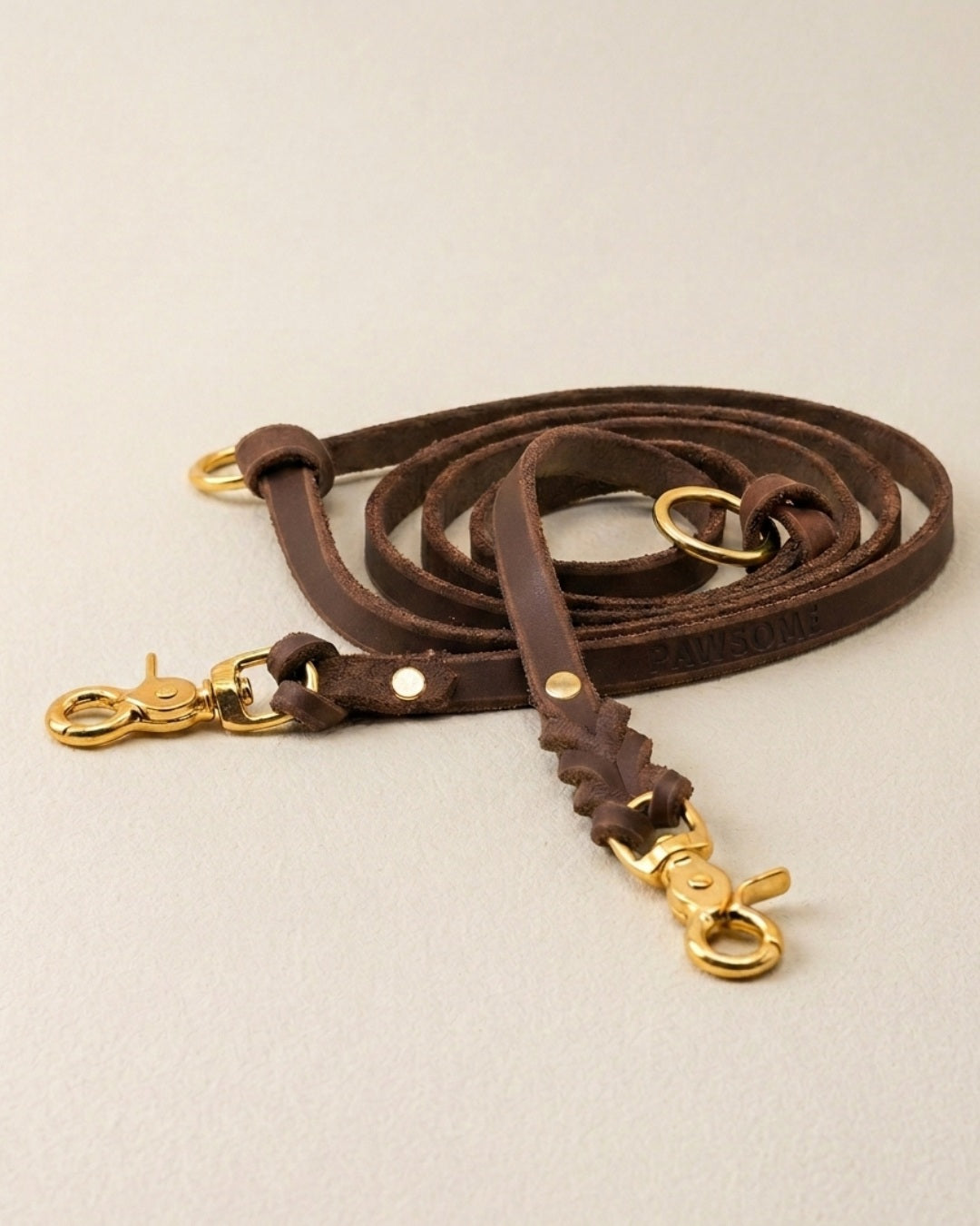 Leather leash 'Bjarki' in chestnut