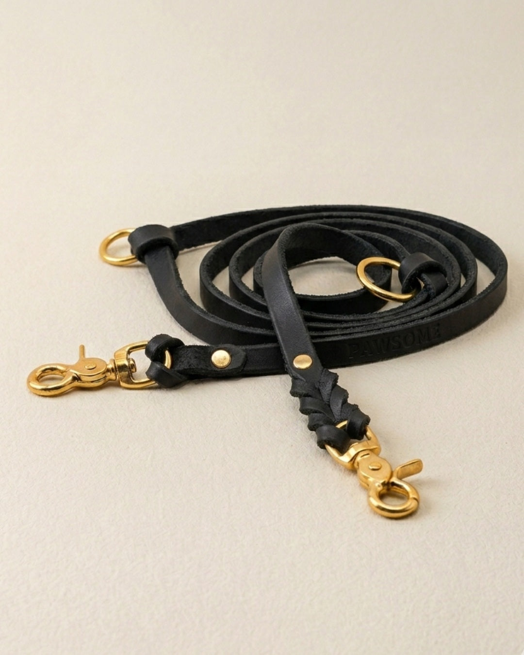Leather leash 'Bjarki' in cognac