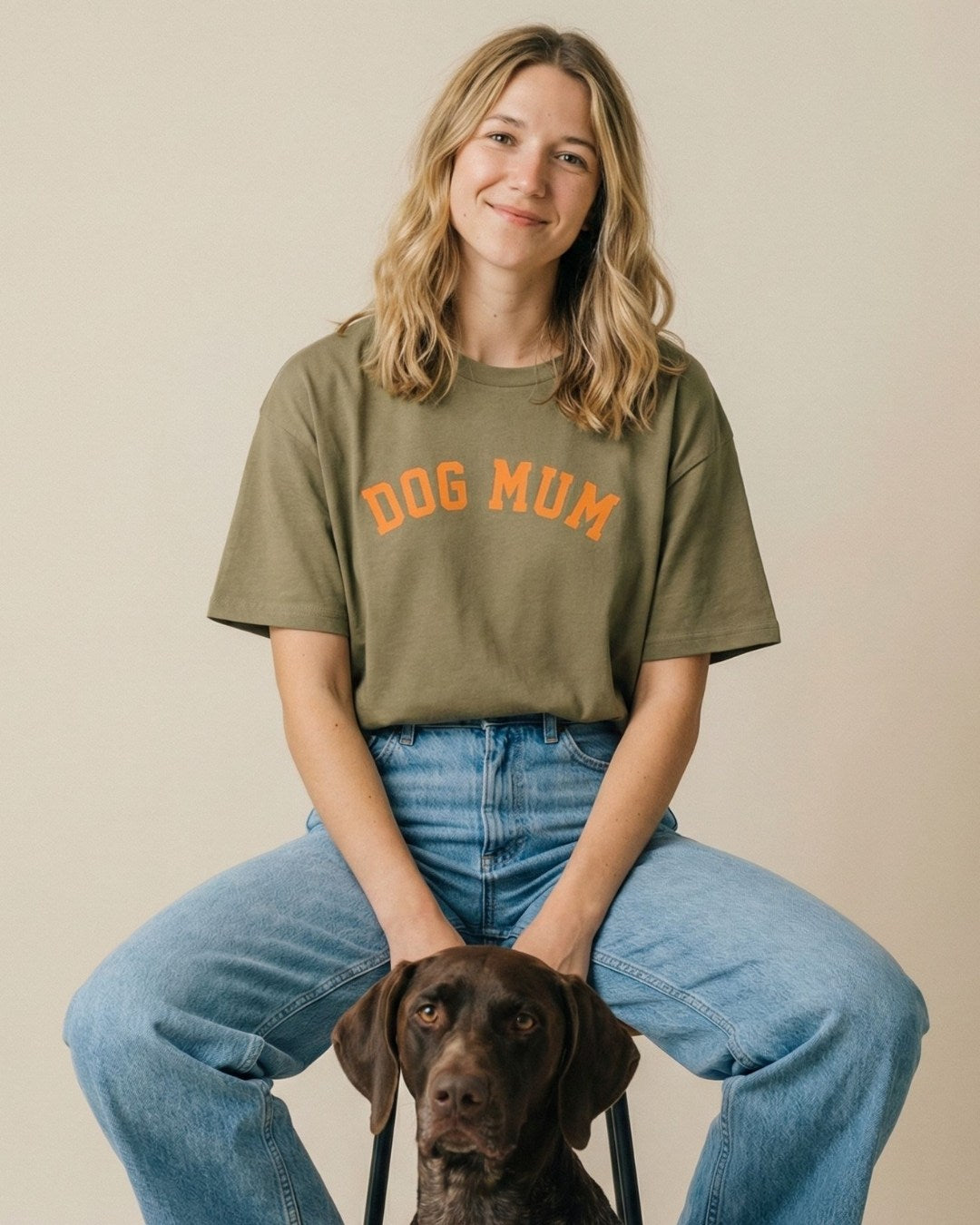 Organic T-Shirt 'DOG MUM' | Khaki